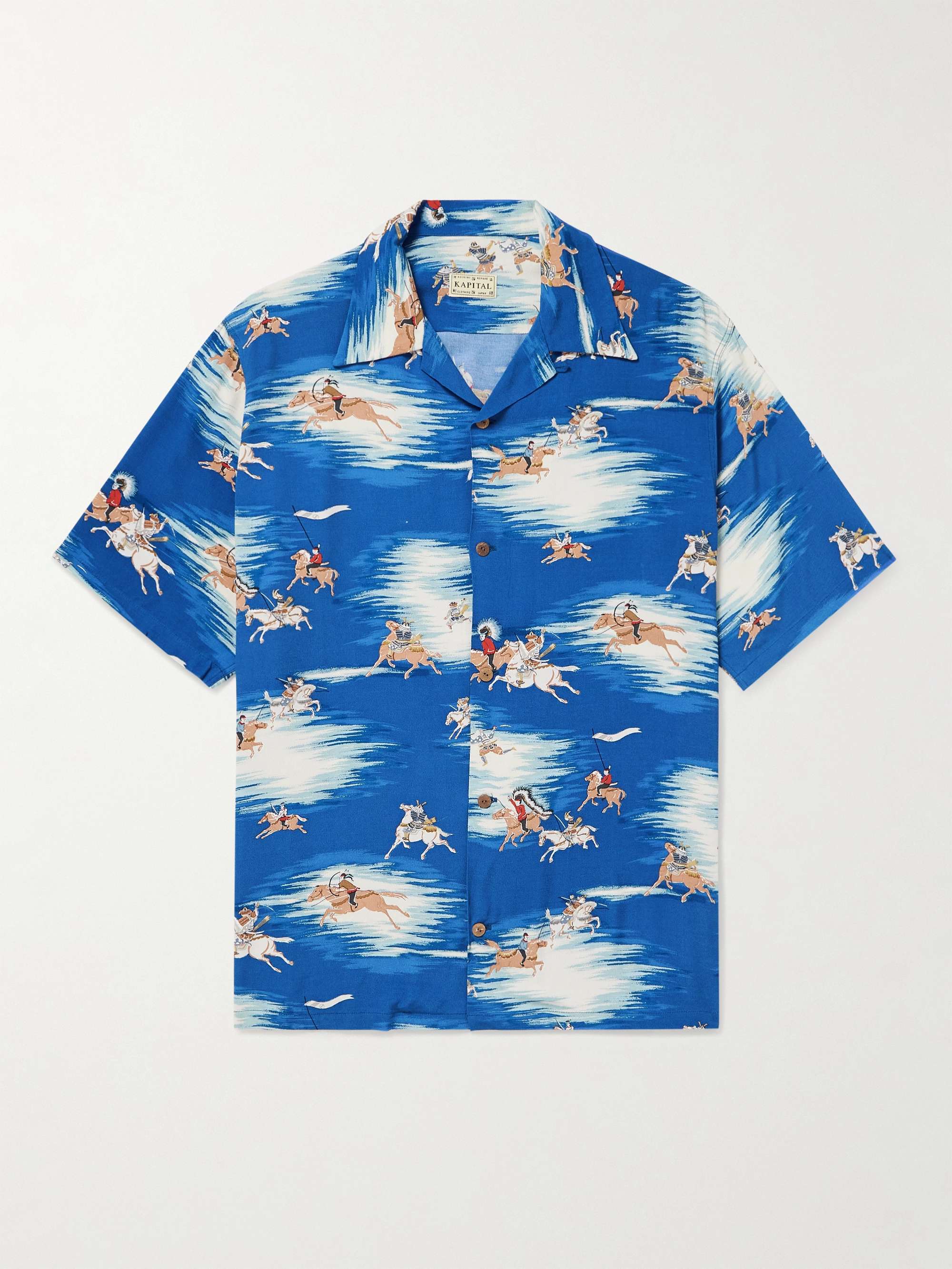 Convertible-Collar Printed Crepe Shirt view