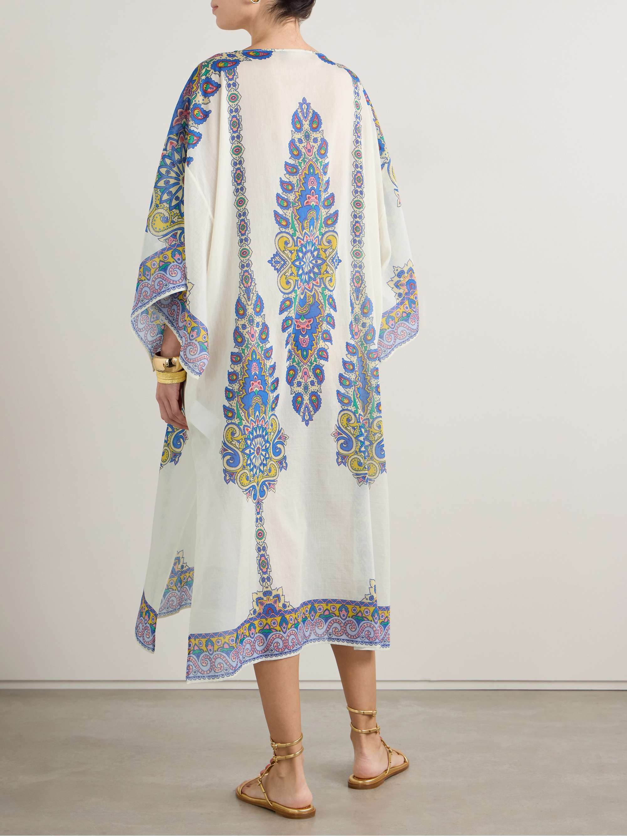 Floral-print cotton and silk-blend voile kaftan view