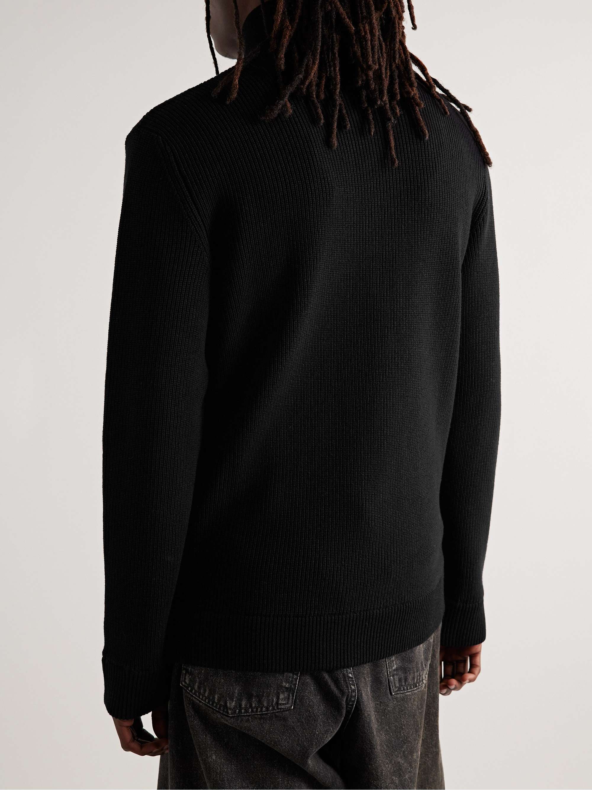 Ribbed Cotton and Wool-Blend Zip-Up Cardigan view