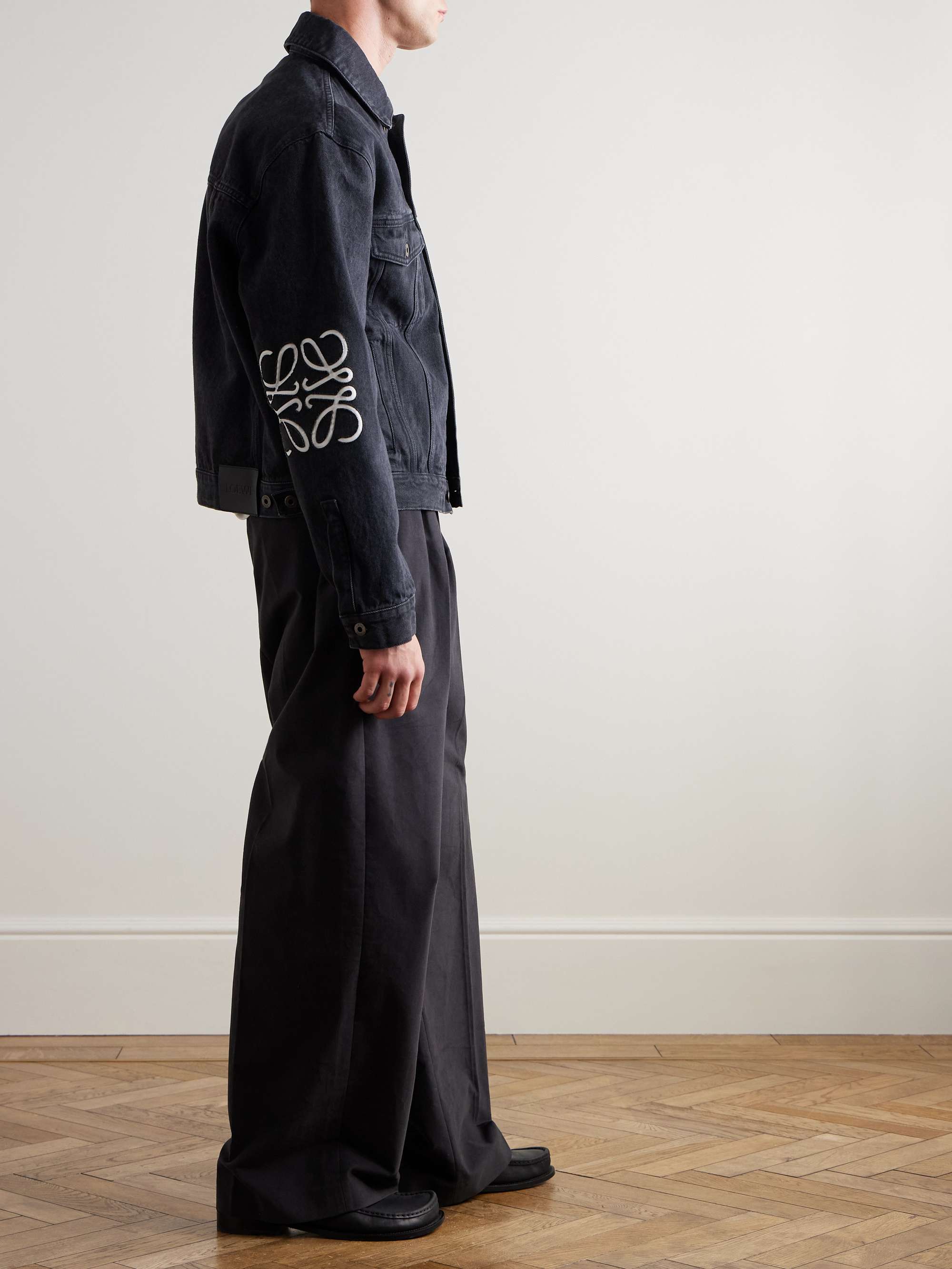 Straight-Leg Pleated Cotton-Blend Moleskin Trousers view