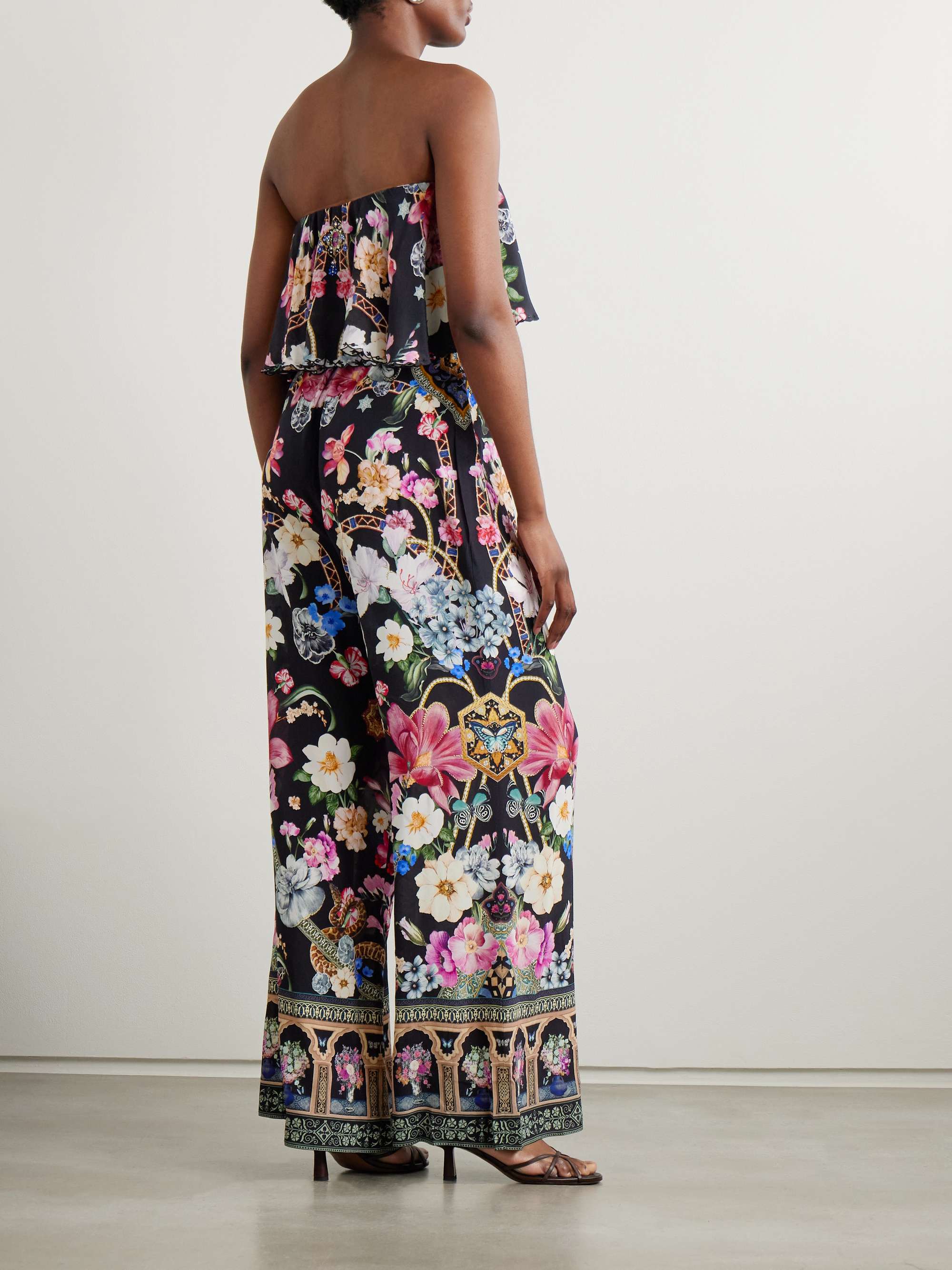 Strapless embellished printed silk crepe de chine jumpsuit view
