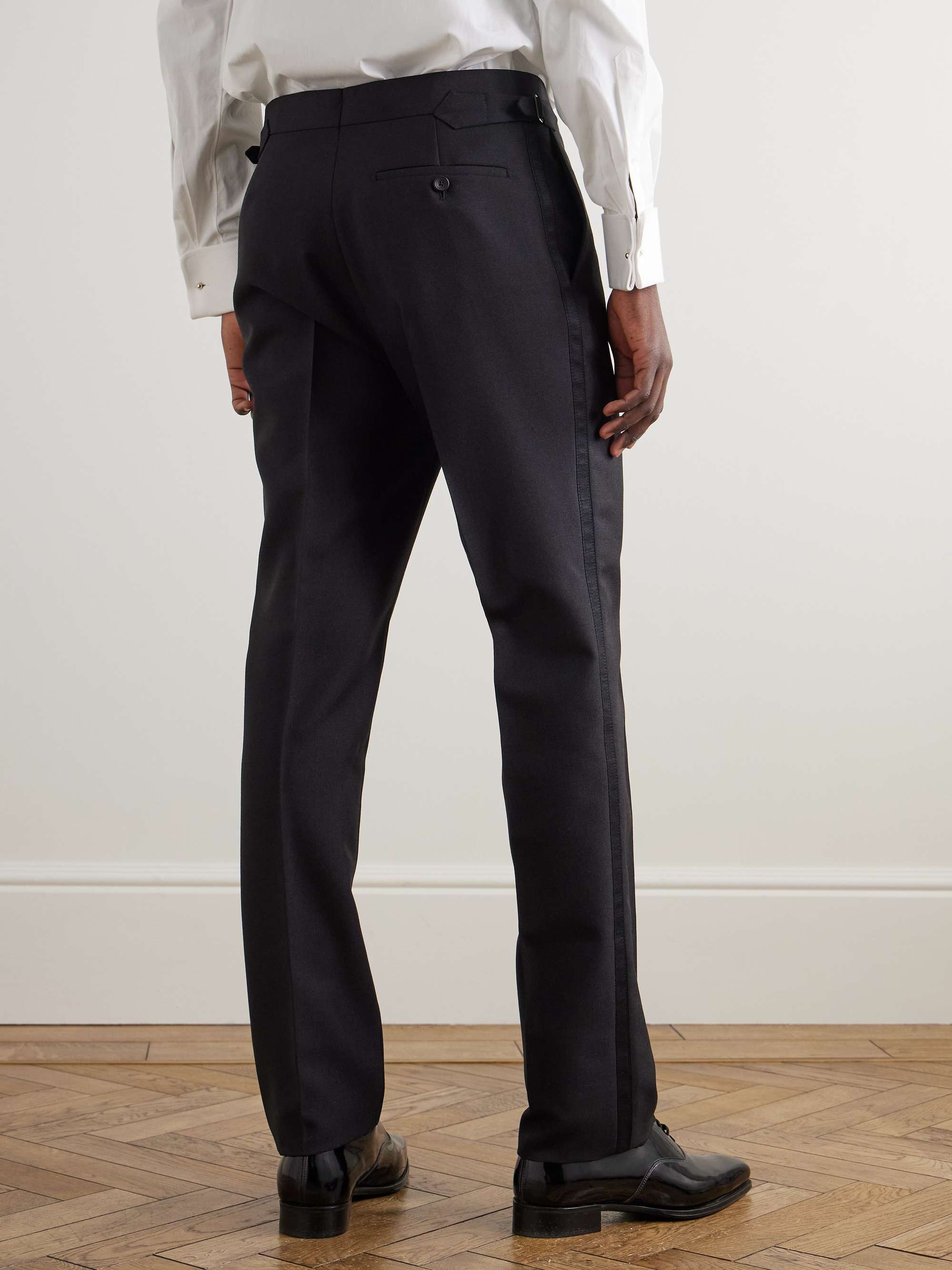 Eggsy's Black Wool and Mohair-Blend Tuxedo Trousers view