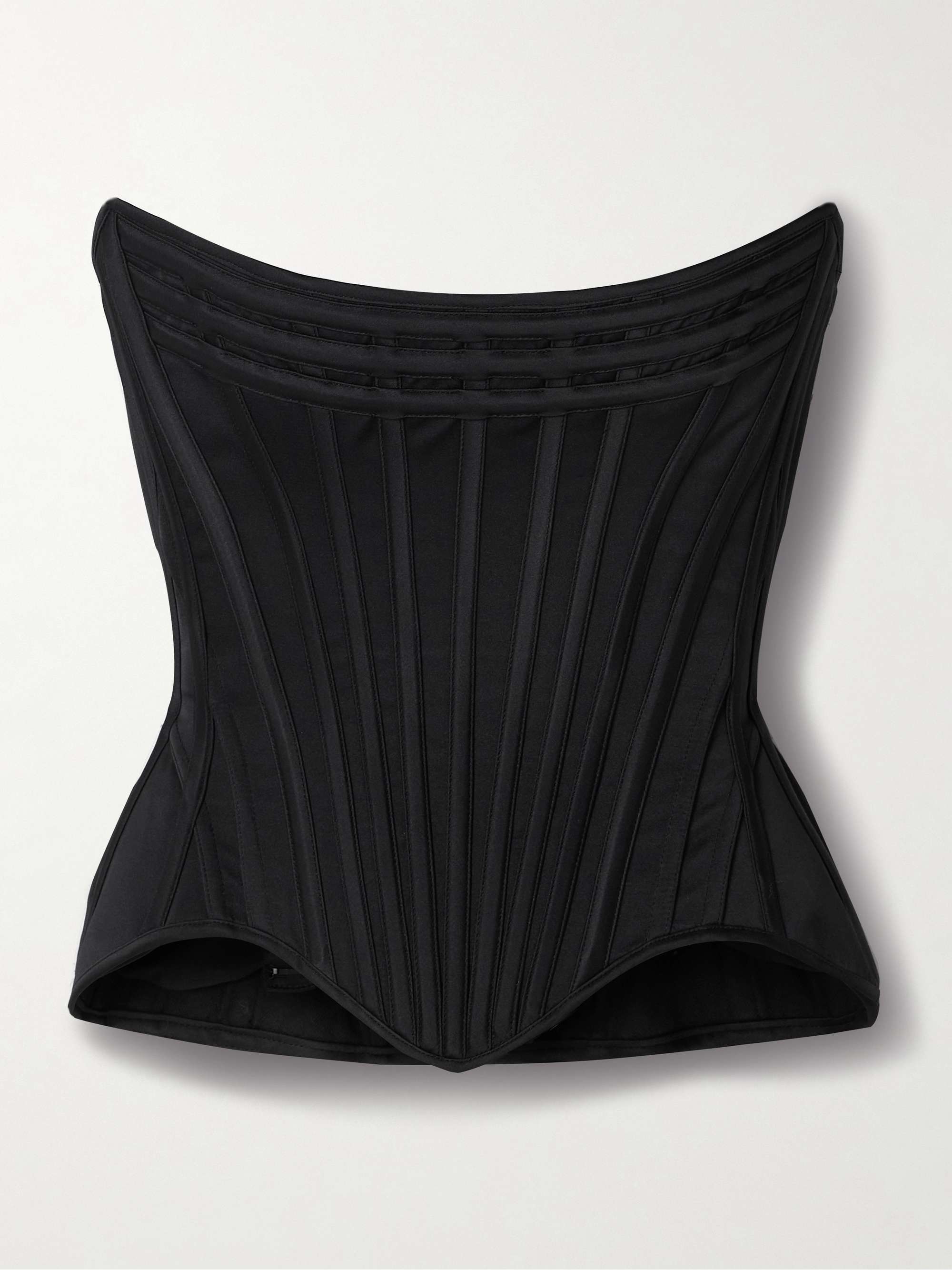 Wasp strapless recycled-satin bustier top view