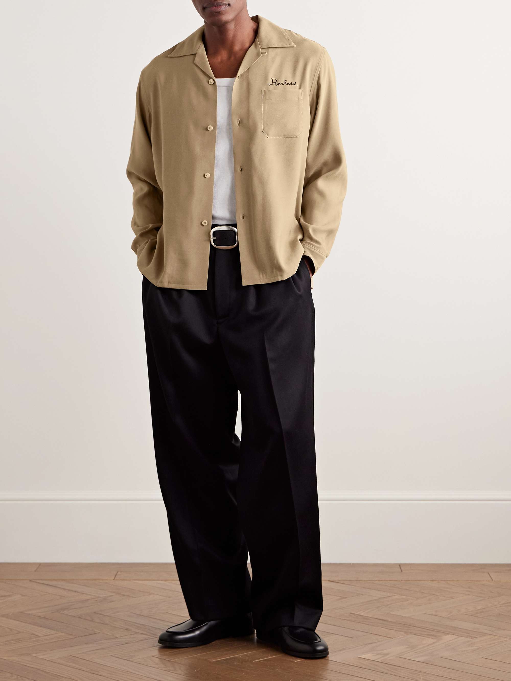 Keesey Convertible-Collar Logo-Embroidered Woven Shirt view