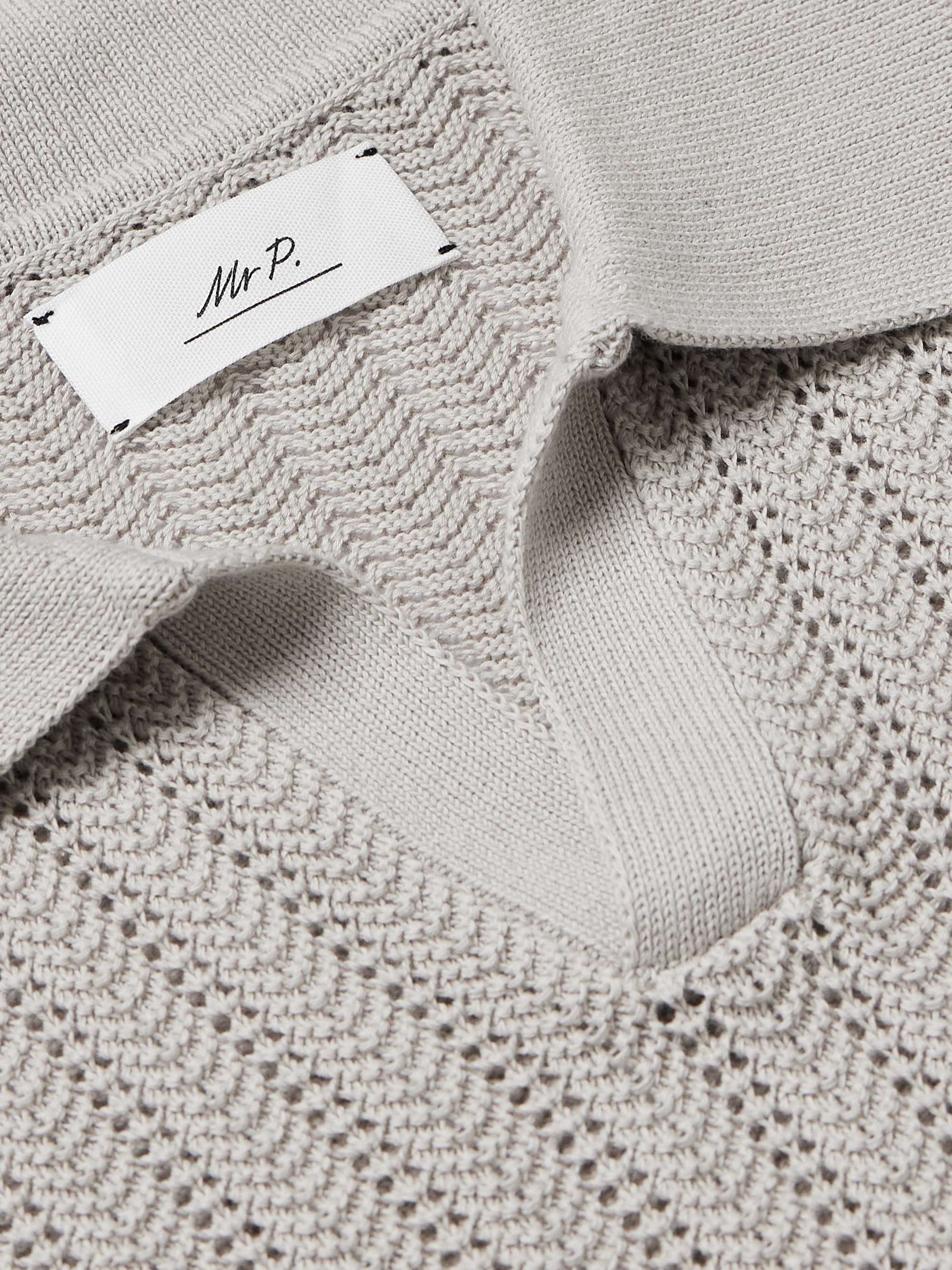 Open-Knit Ribbed Cotton Polo Shirt view