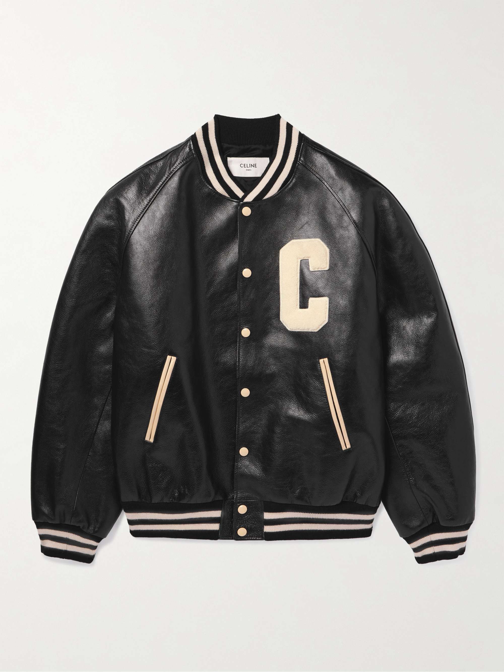Teddy Logo-Appliquéd Leather Bomber Jacket view