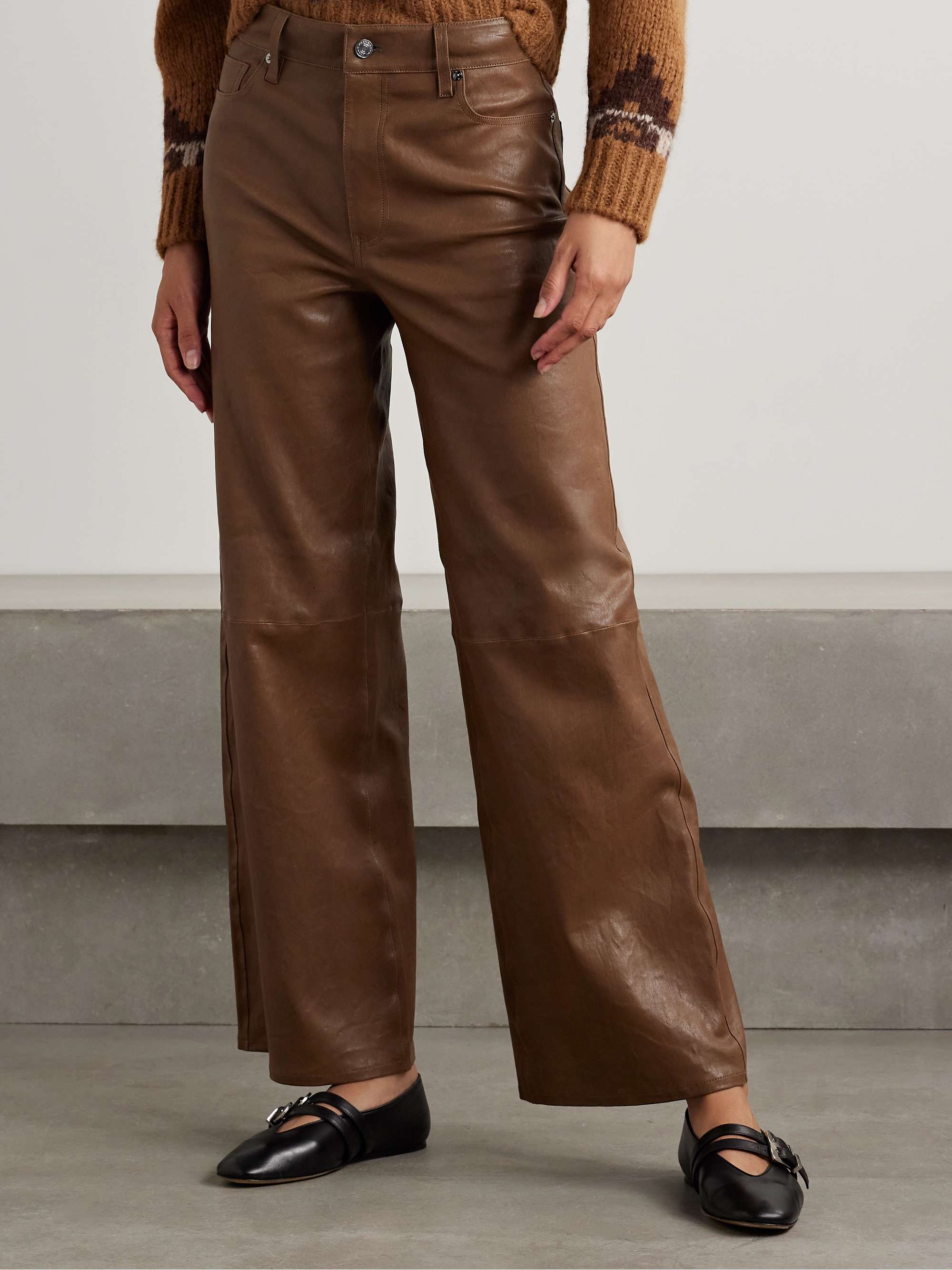 Le Slim Palazzo leather high-rise wide-leg pants view