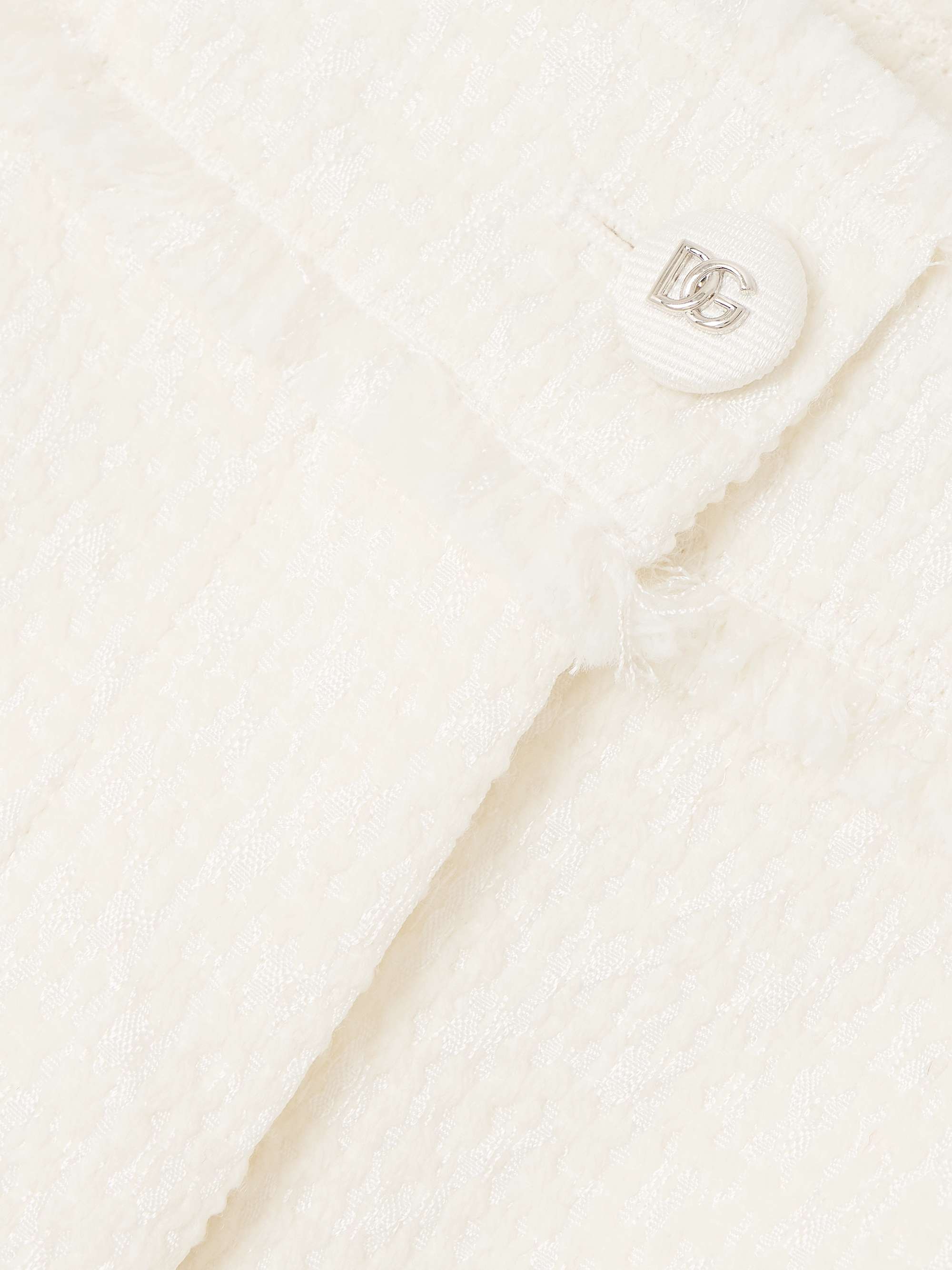 Frayed wool-blend tweed shorts view