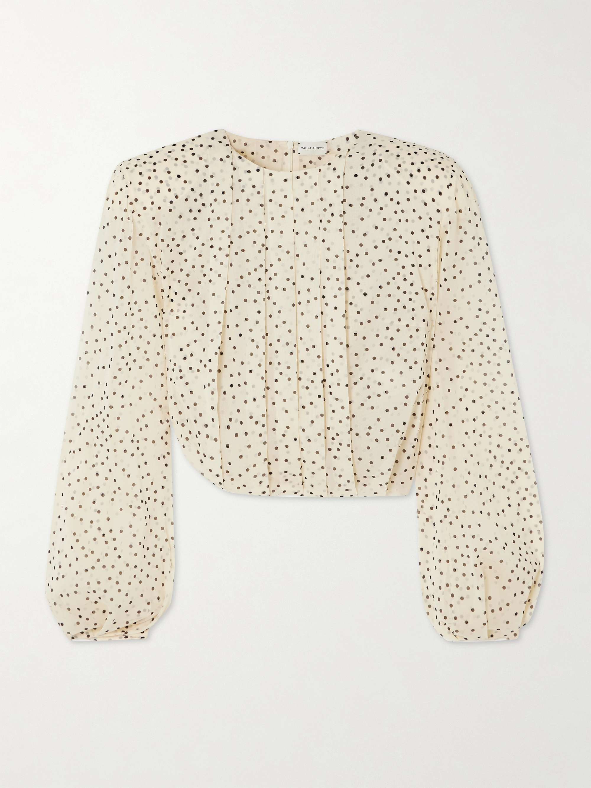Asymmetric pleated polka-dot stretch-silk chiffon blouse view
