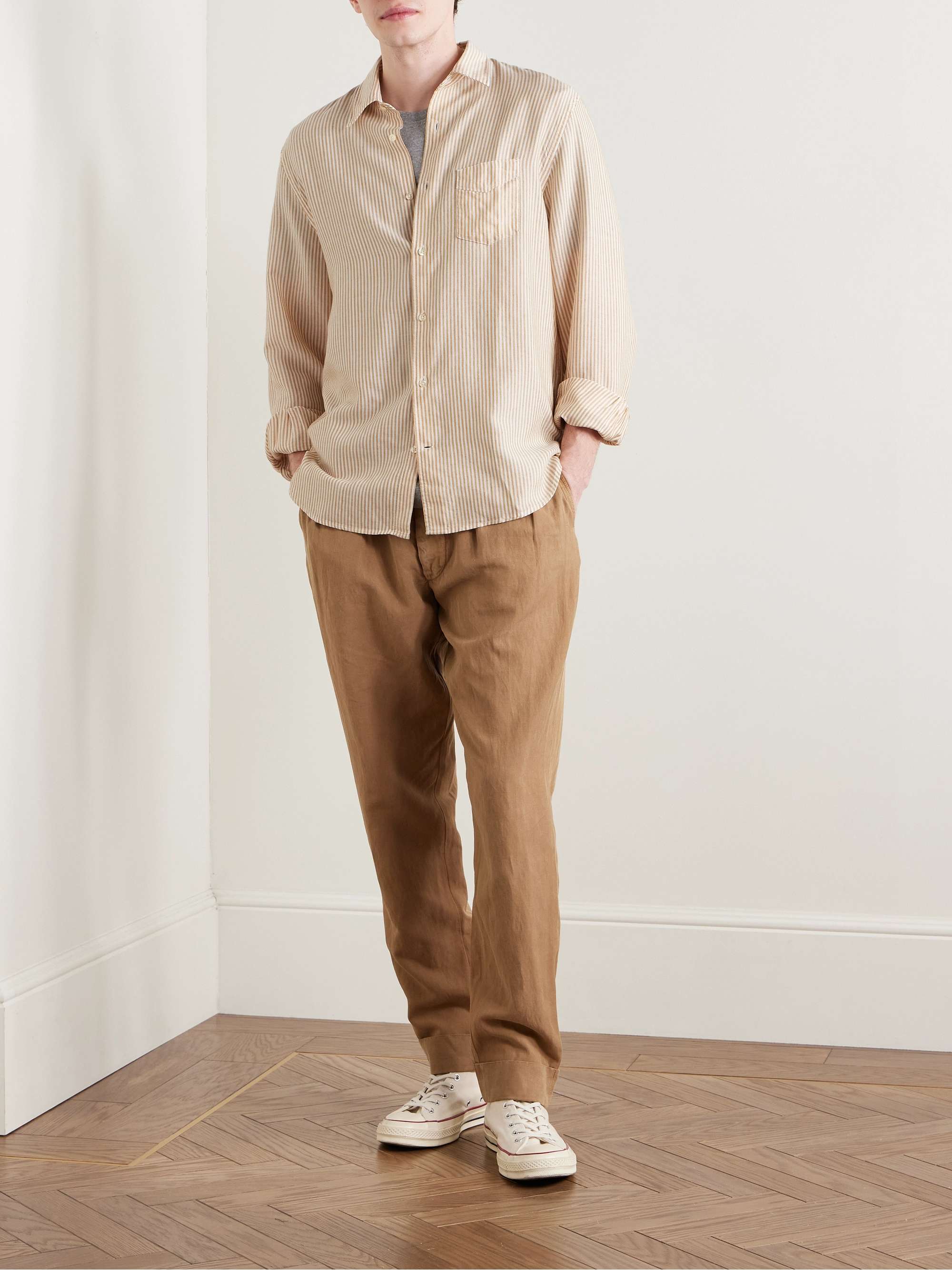Benoit Striped Lyocell Oxford Shirt view