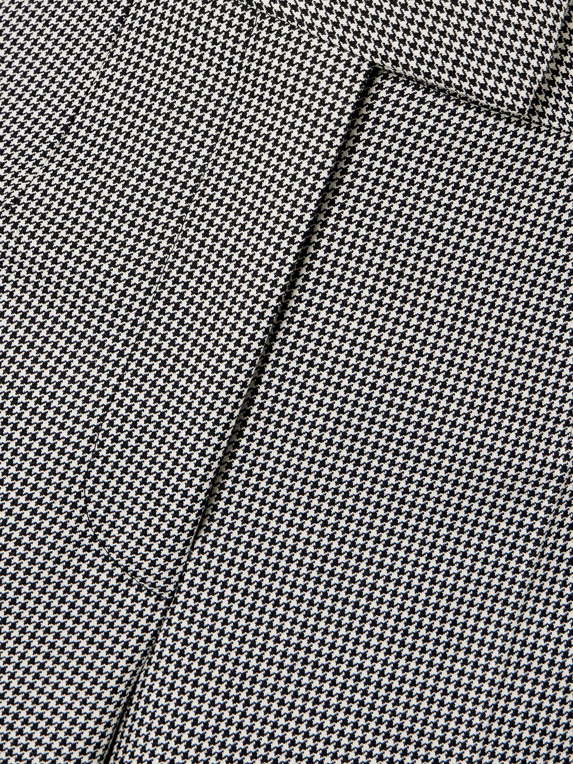 Pleated houndstooth wool and mohair-blend straight-leg pants view