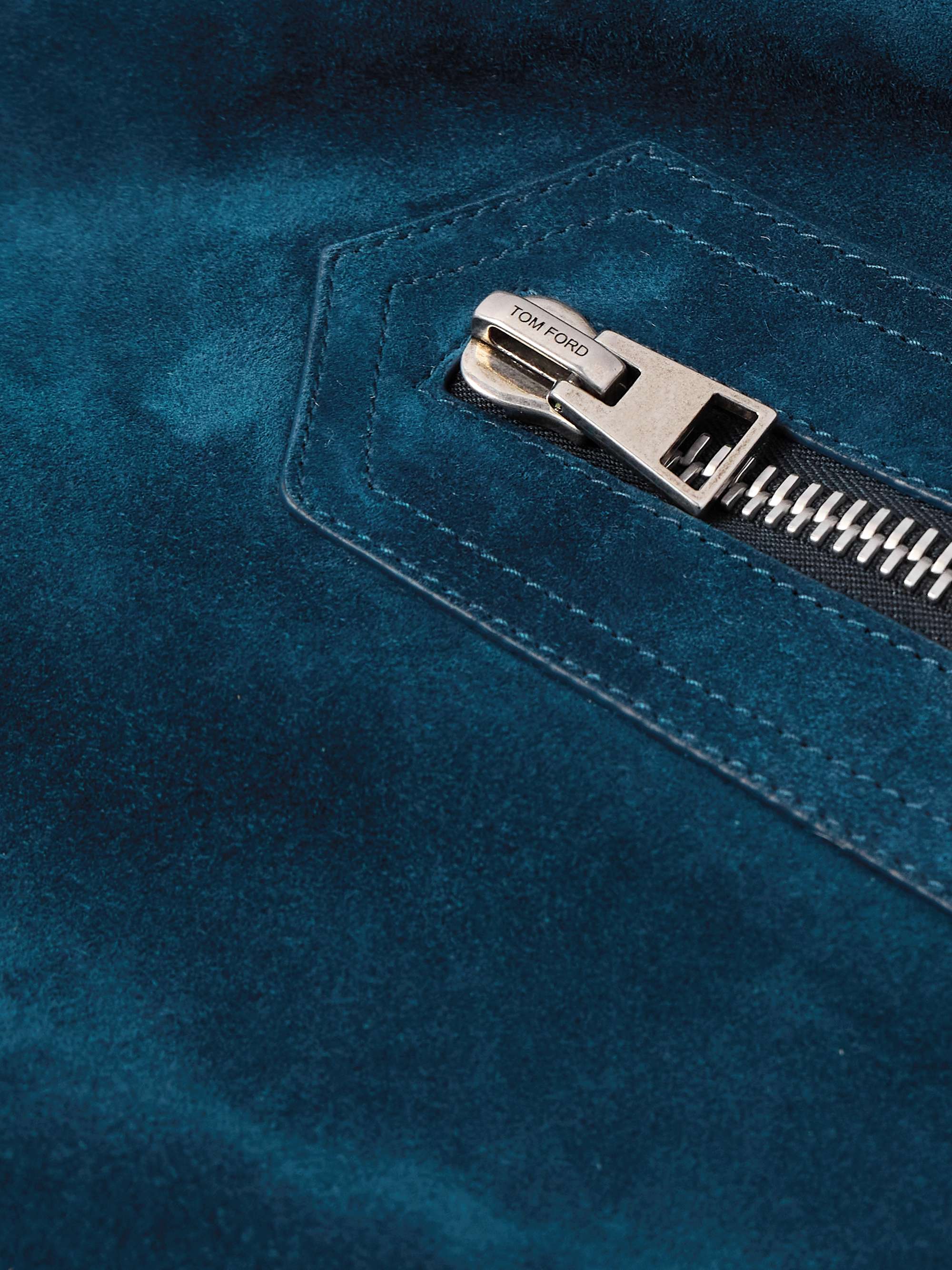 Slim-Fit Suede Bomber Jacket view
