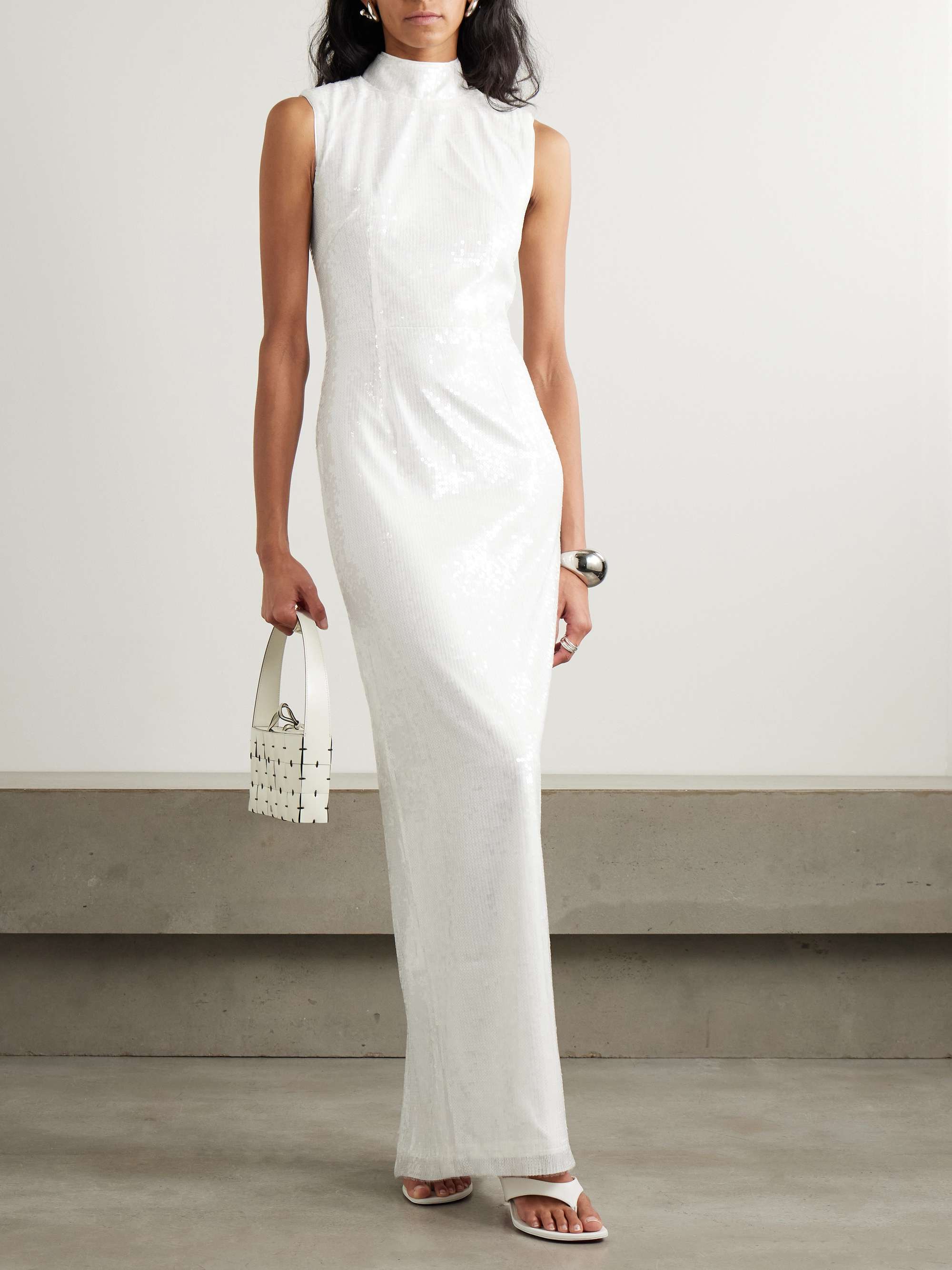 Sequined recycled-satin maxi dress view