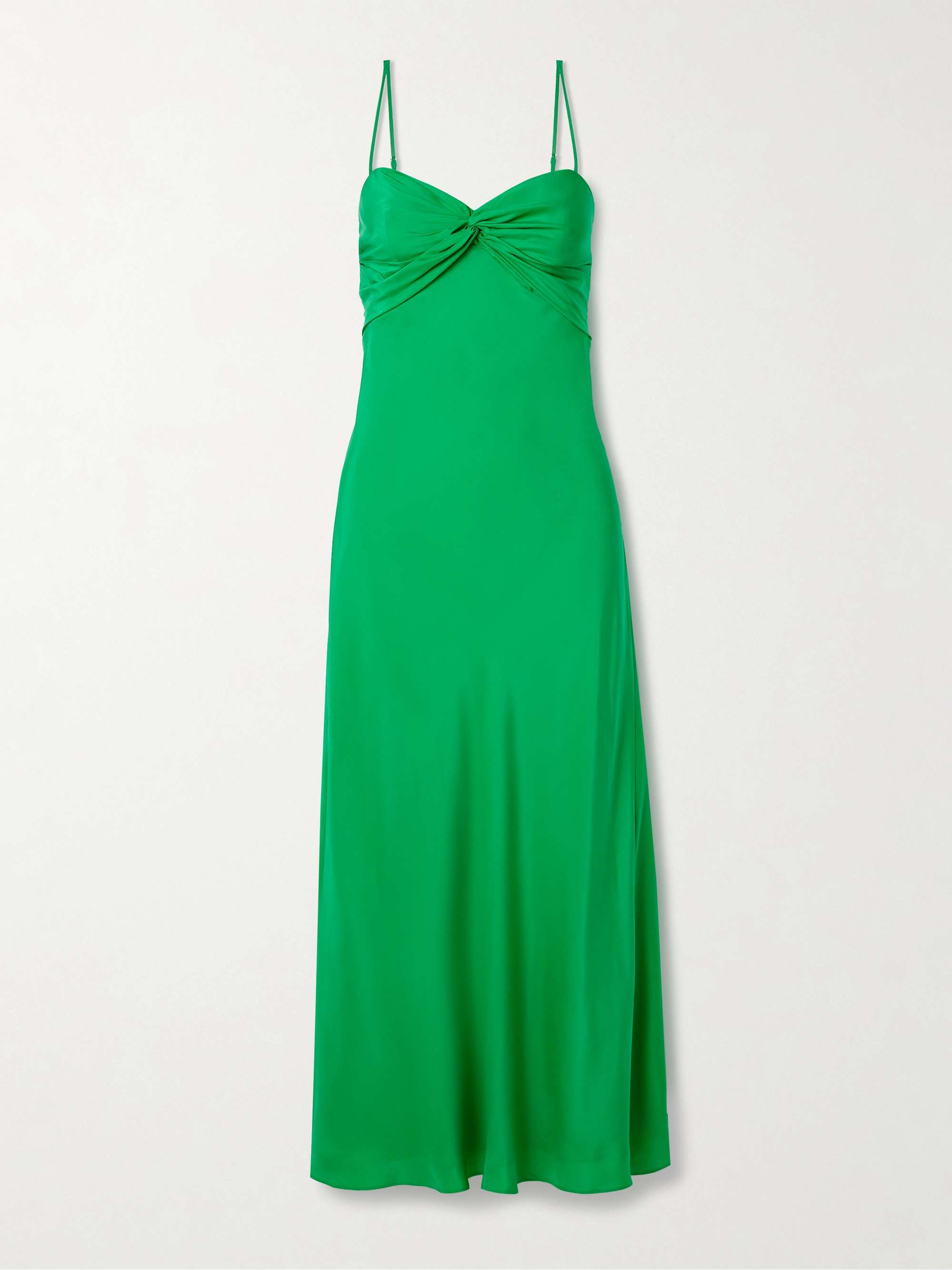 Twist-front cutout silk midi dress view
