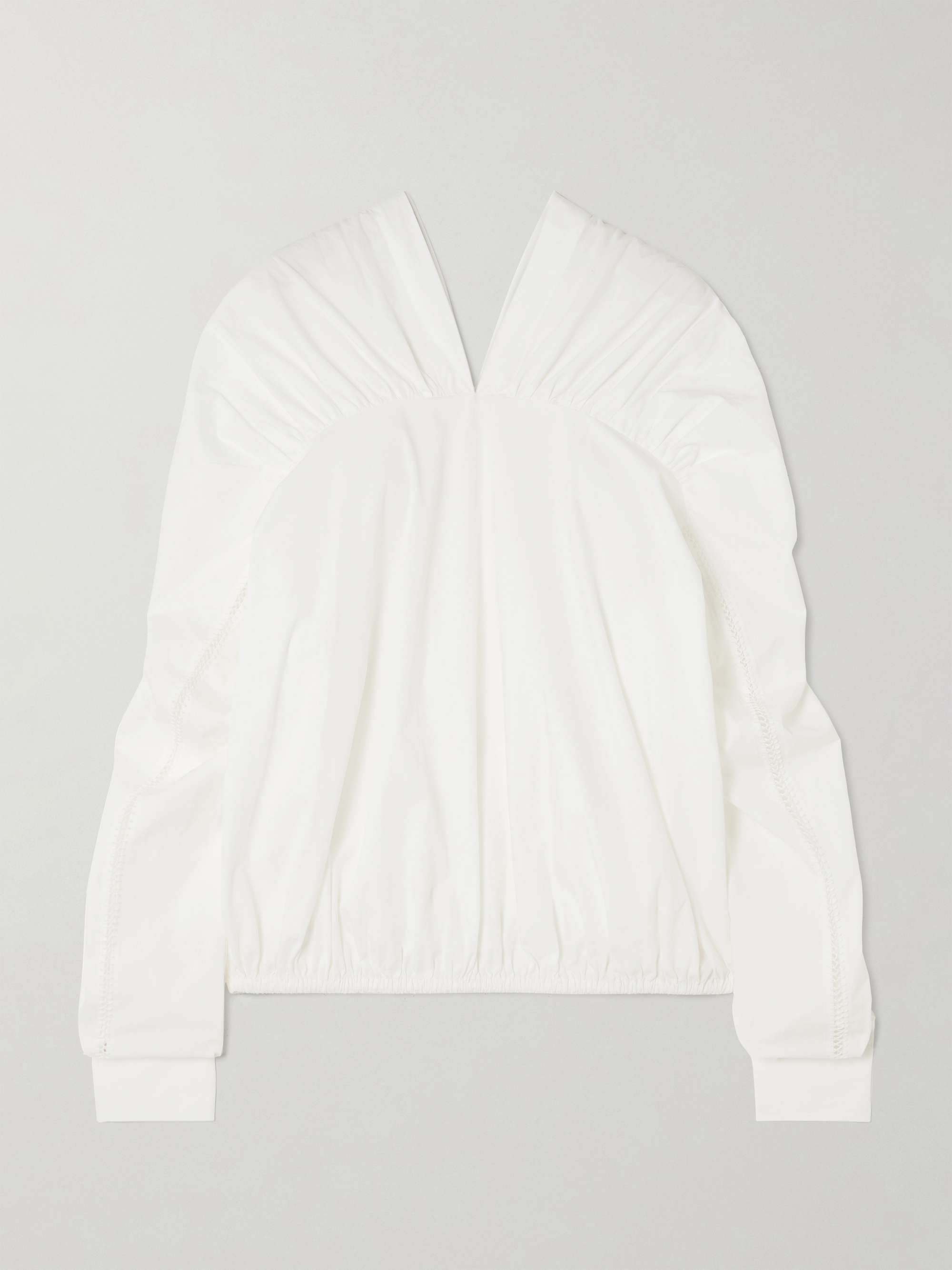 Braceback embroidered gathered cotton-poplin blouse view