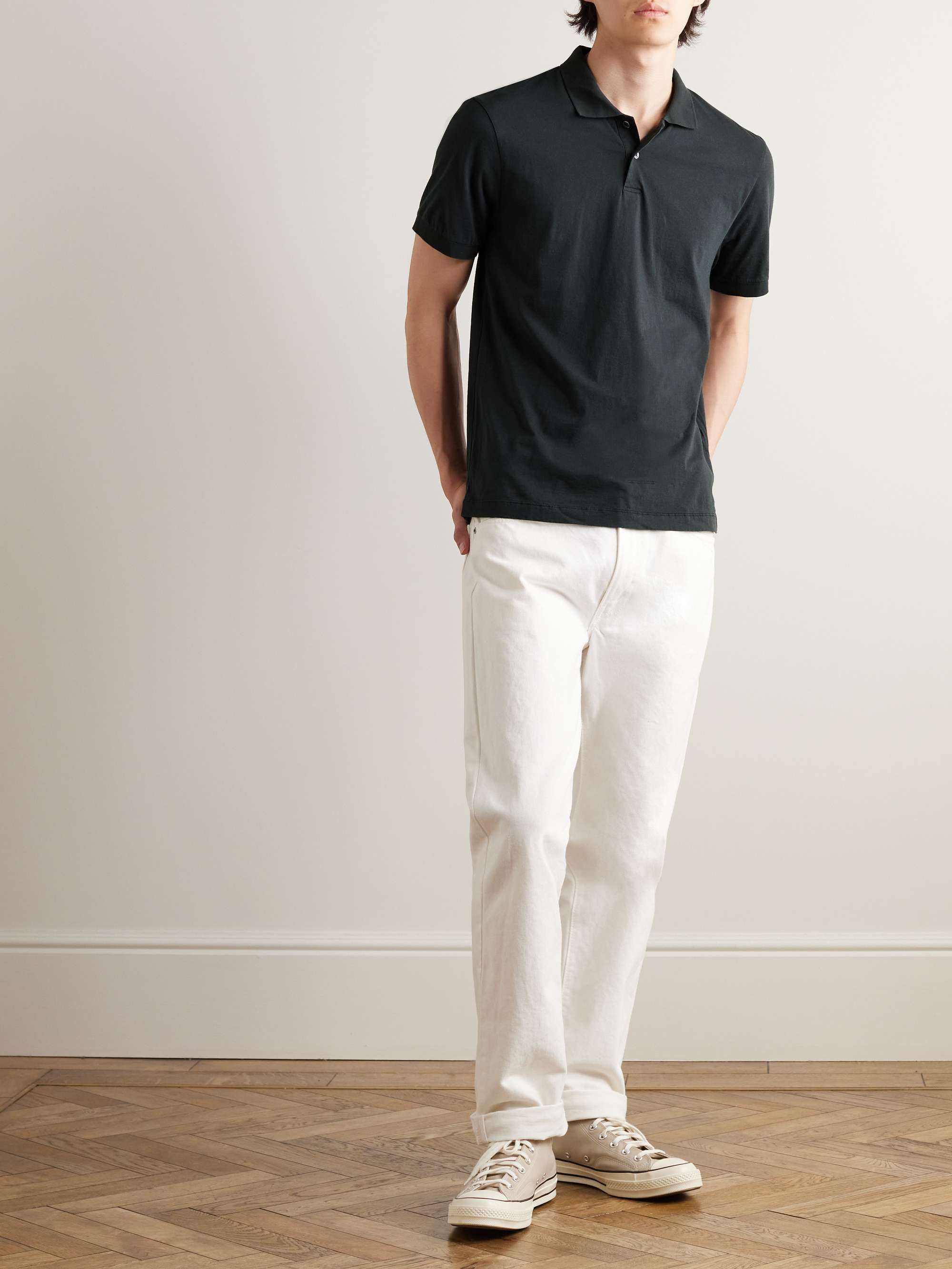 Luxe Lotus Cotton-Jersey Polo Shirt view