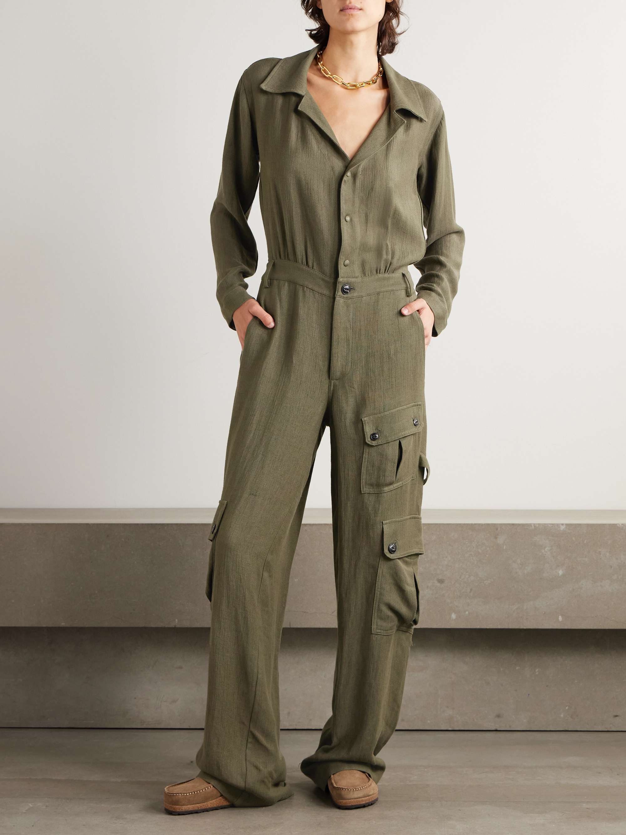 Woven cargo jumpsuit view