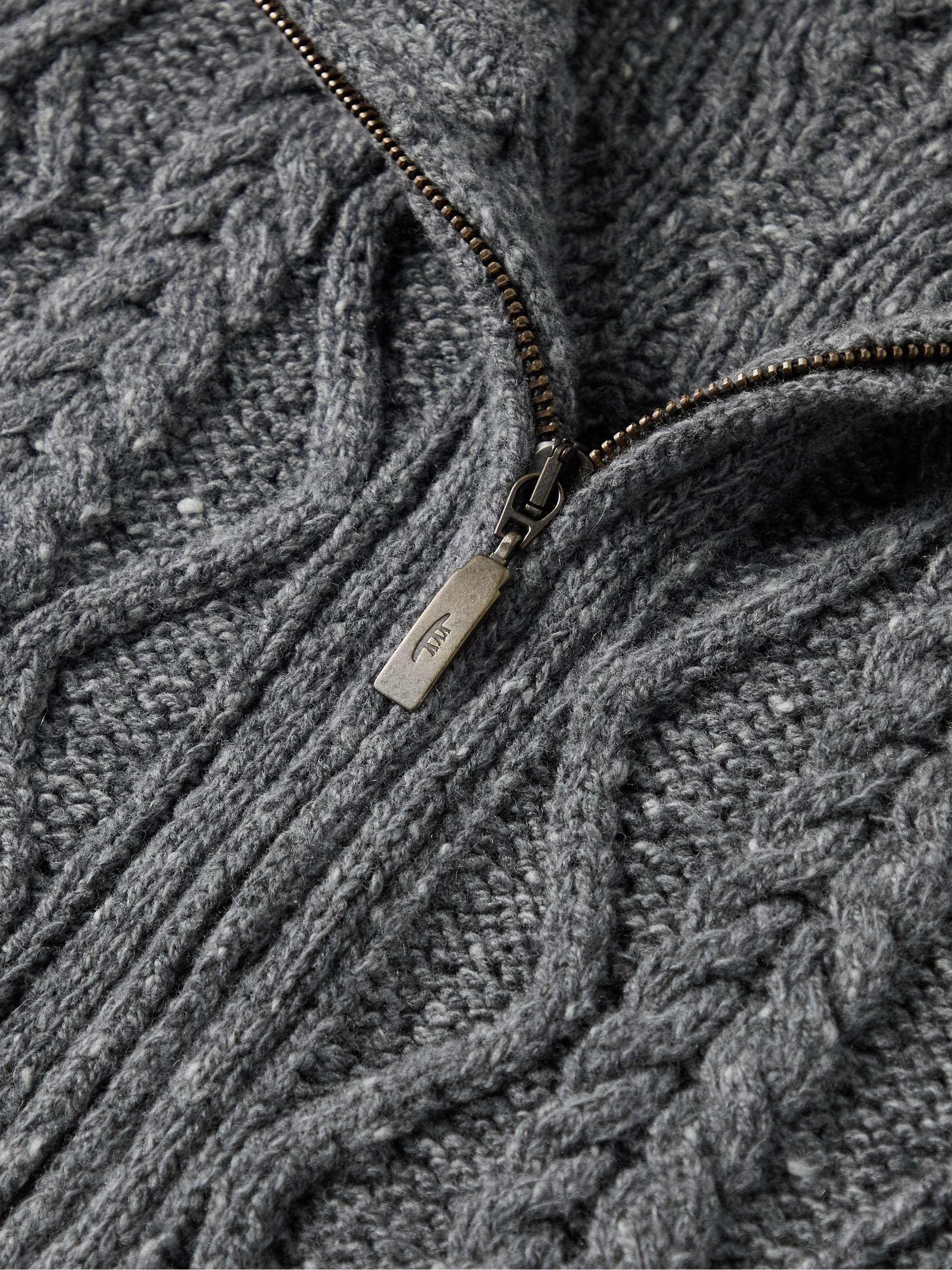 Cable-Knit Merino Wool and Cashmere-Blend Zip-Up Cardigan view