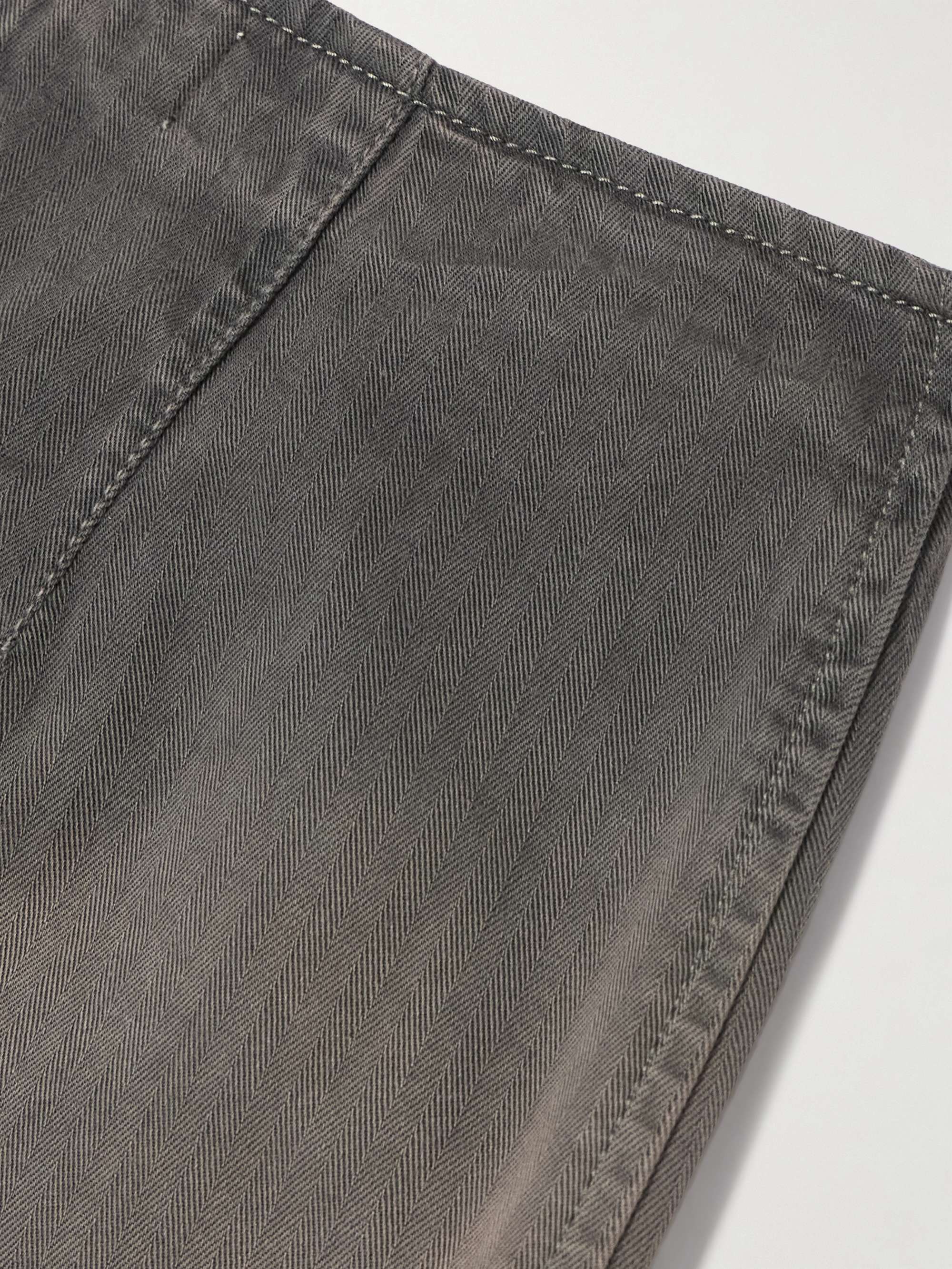 Biker low-rise wide-leg herringbone jeans view