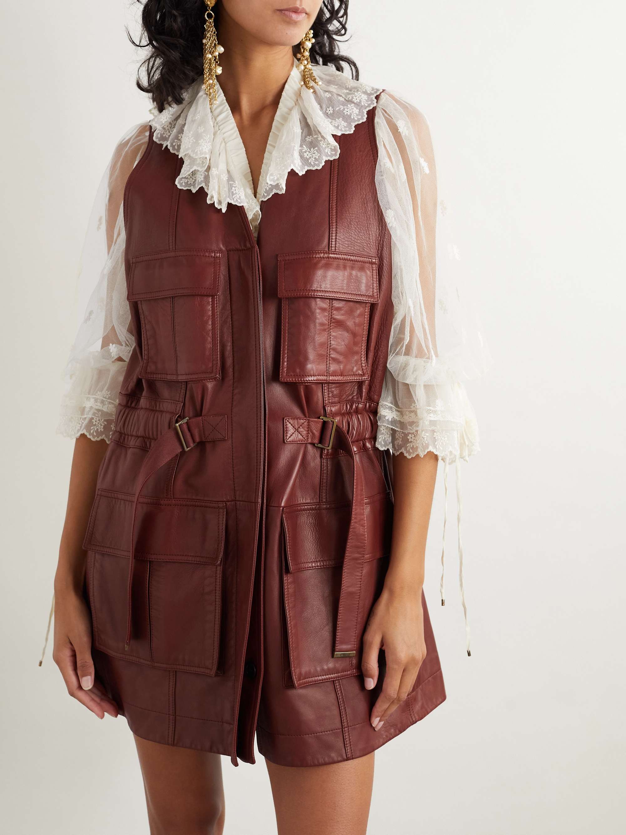 Buckled leather vest view