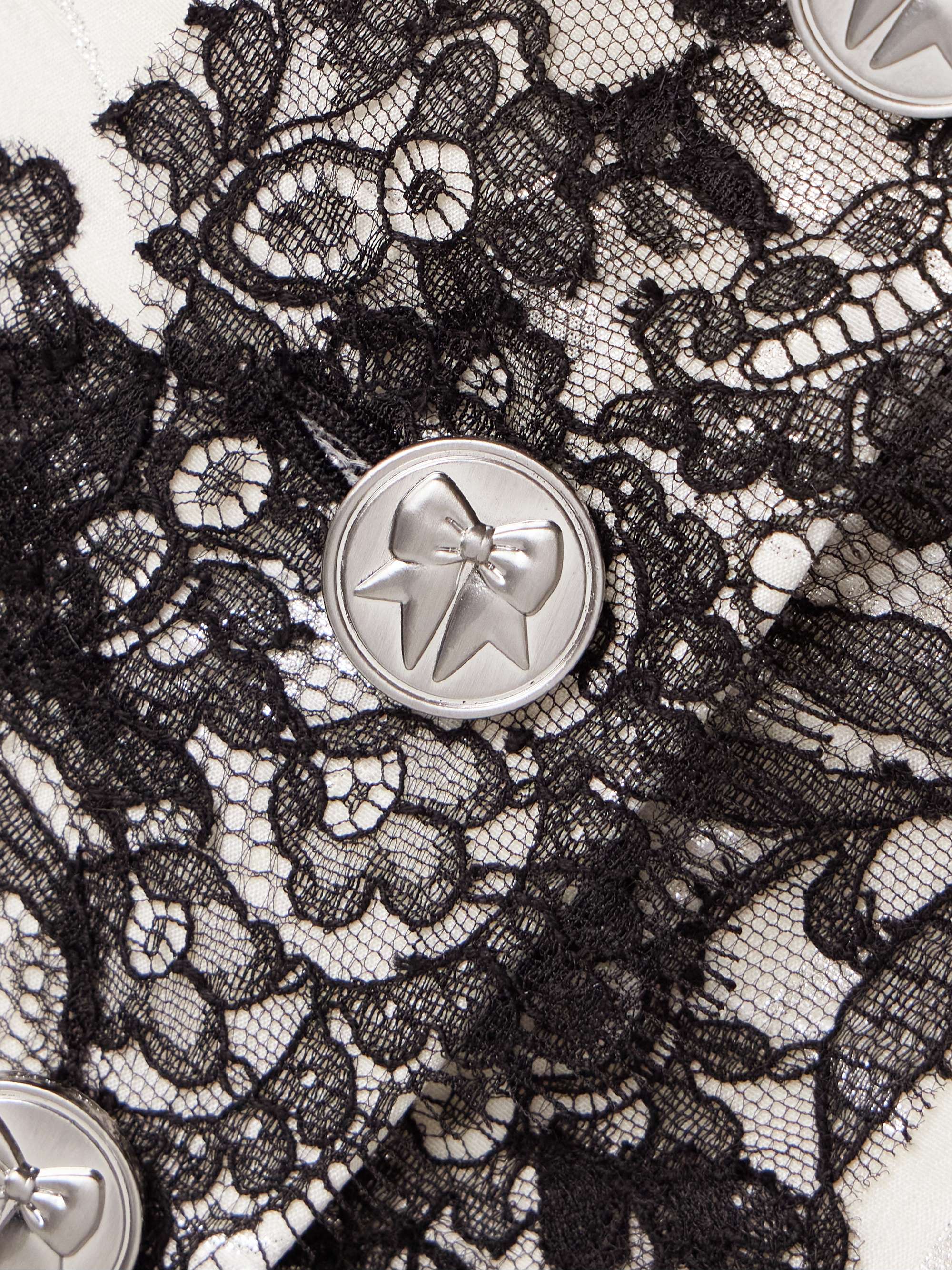 Cotton-blend Chantilly lace-trimmed metallic jacquard jacket view