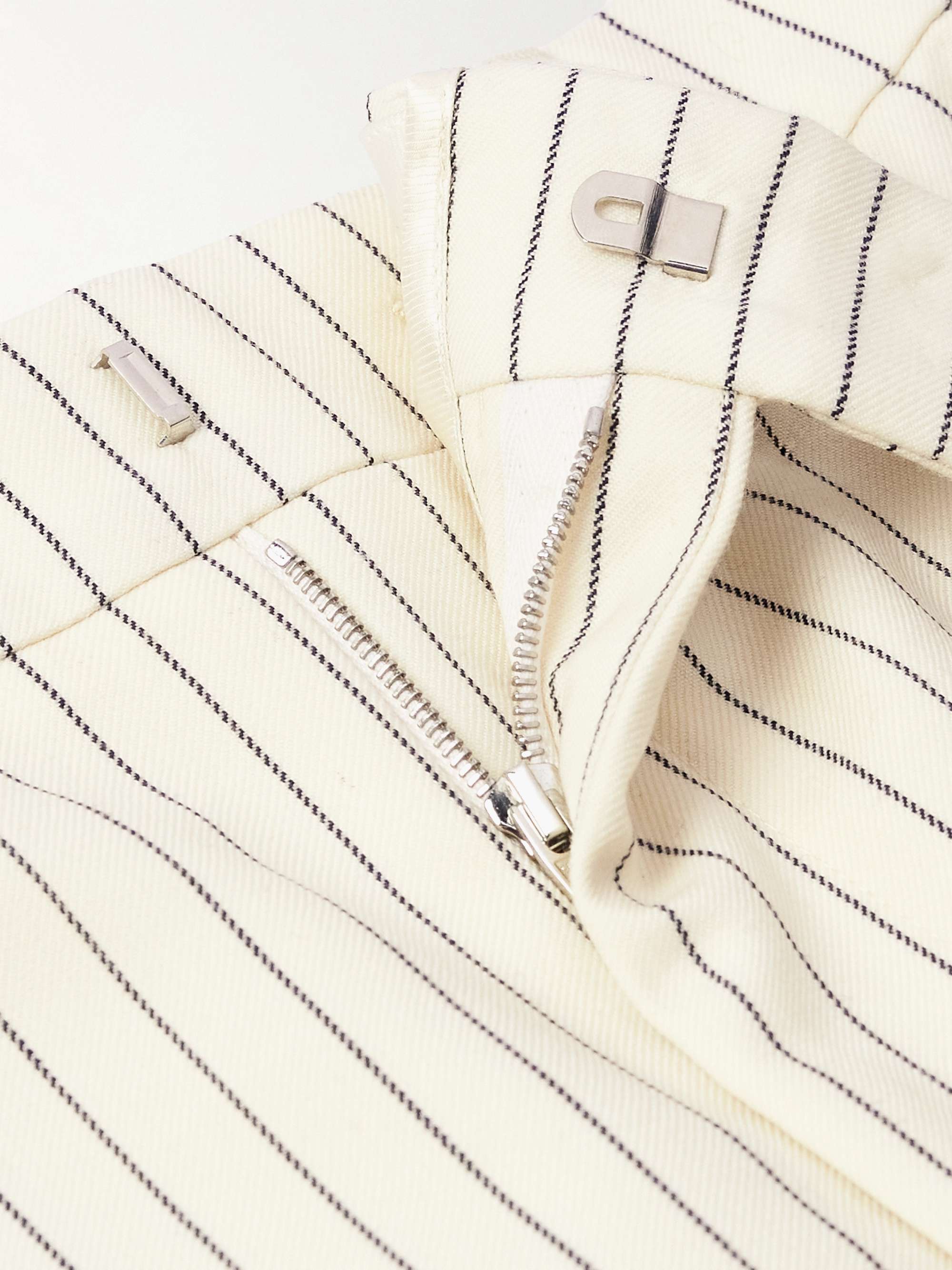 Straight-Leg Pinstriped Wool-Twill Suit Trousers view