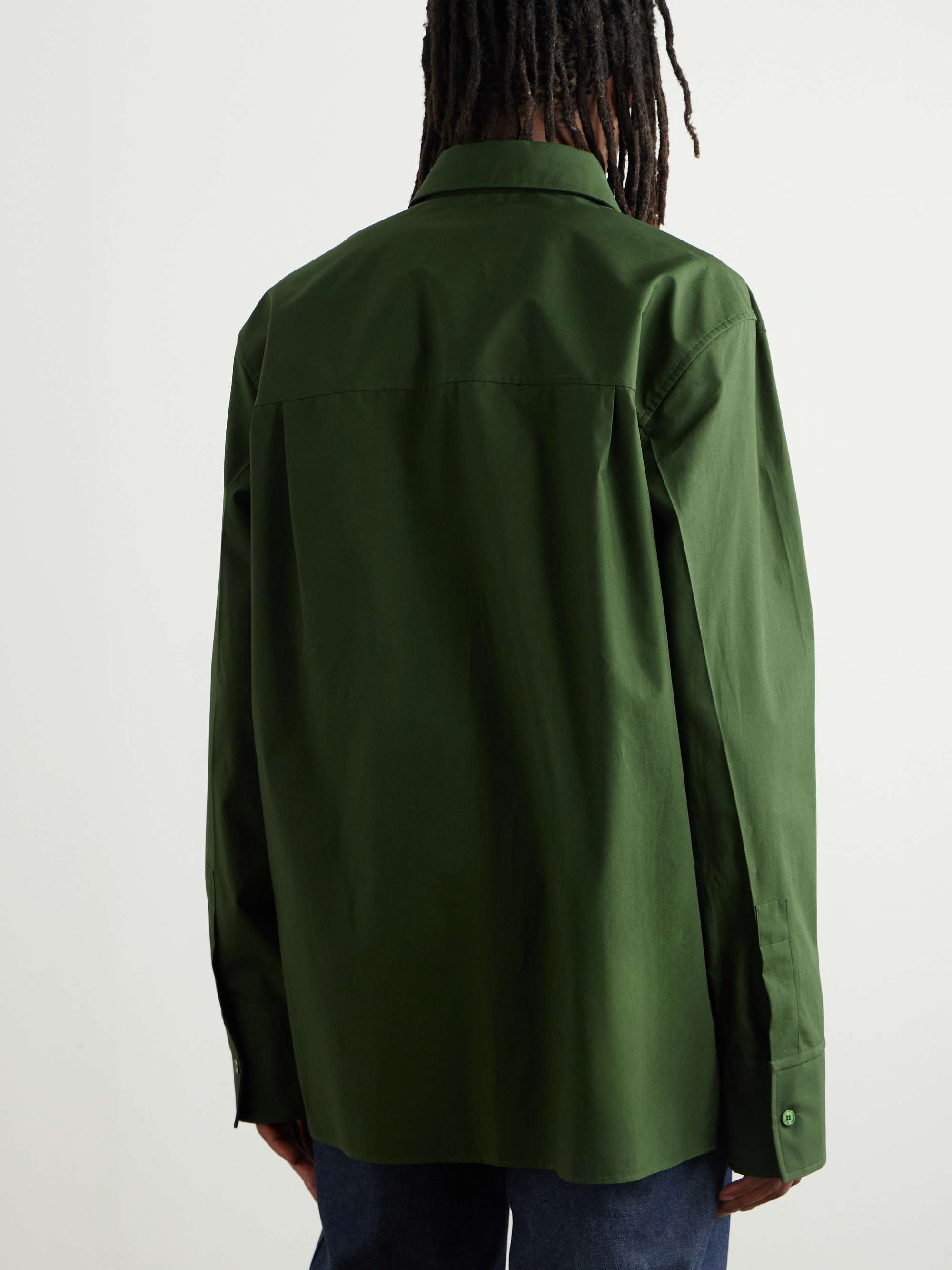 Oversized Logo-Debossed Cotton-Poplin Shirt view