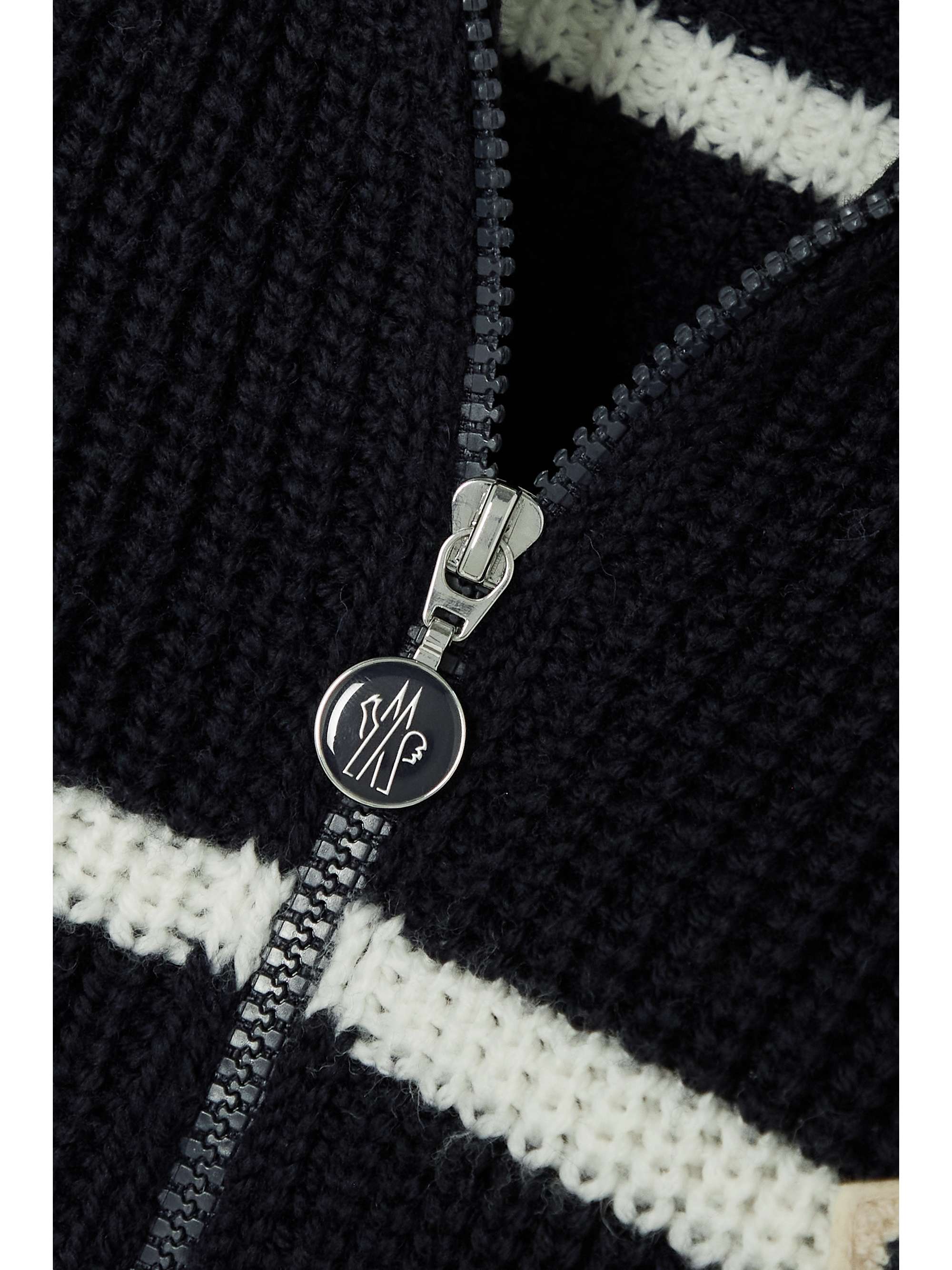 Appliquéd striped wool sweater view