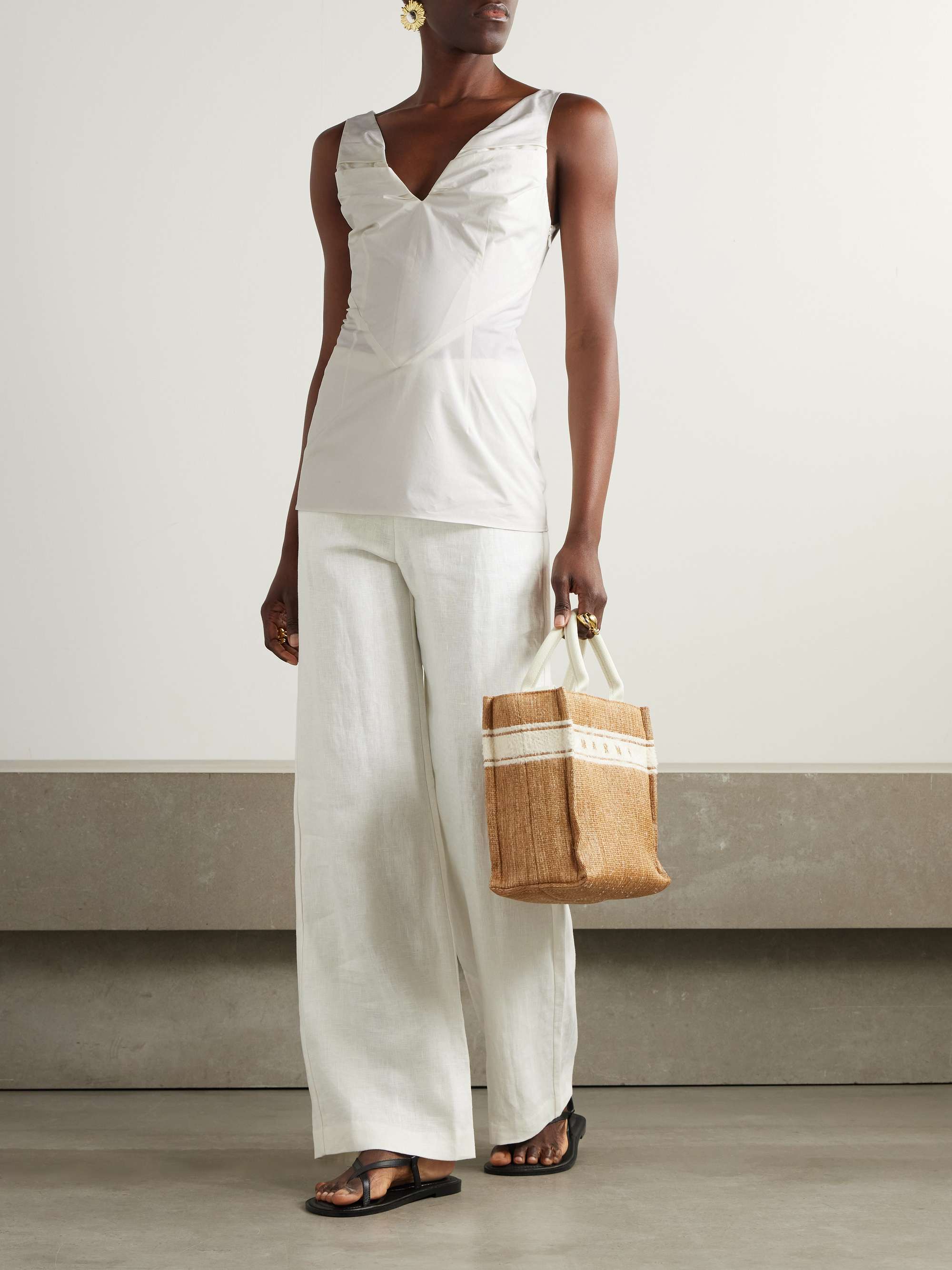 Gathered cotton-poplin tank view