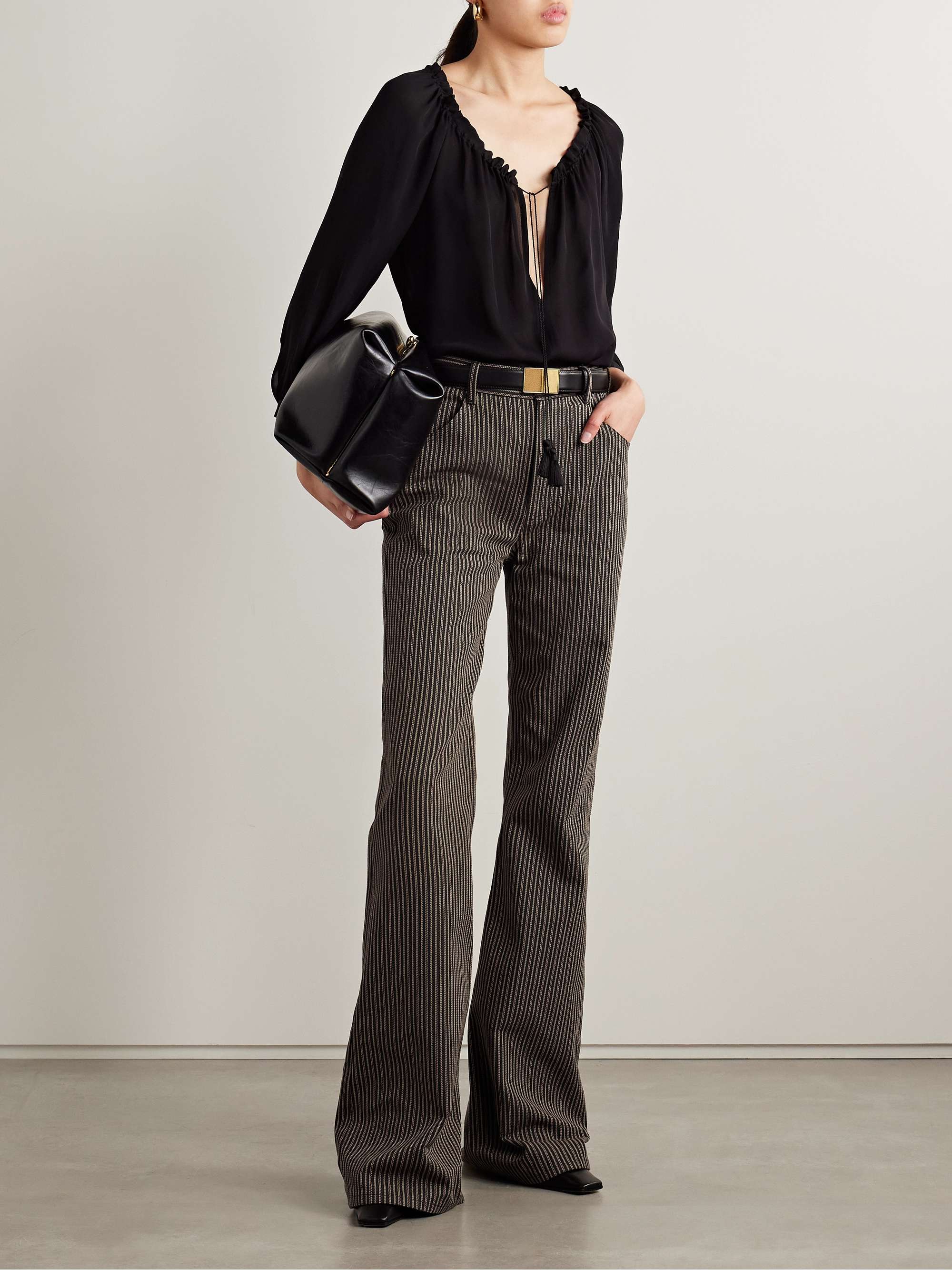 Roe striped cotton-twill flared pants view