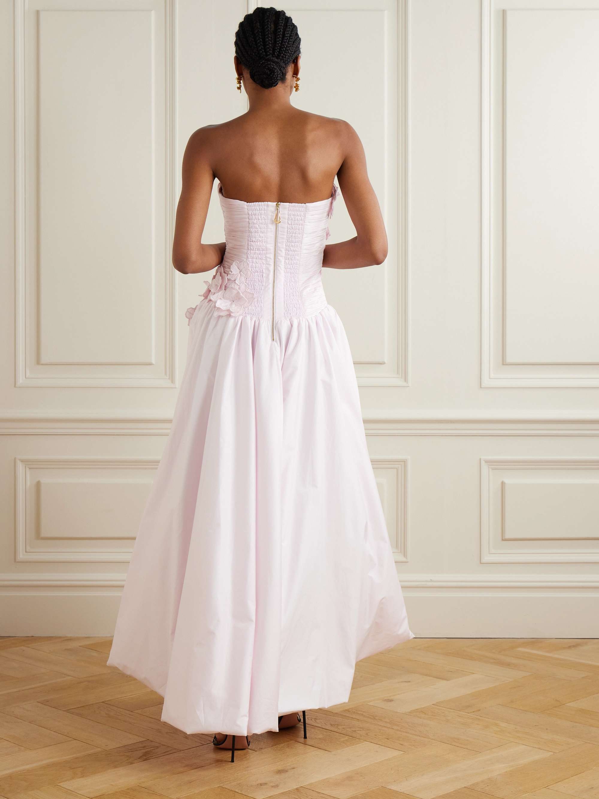 Splendour strapless appliquéd gathered cotton-poplin gown view