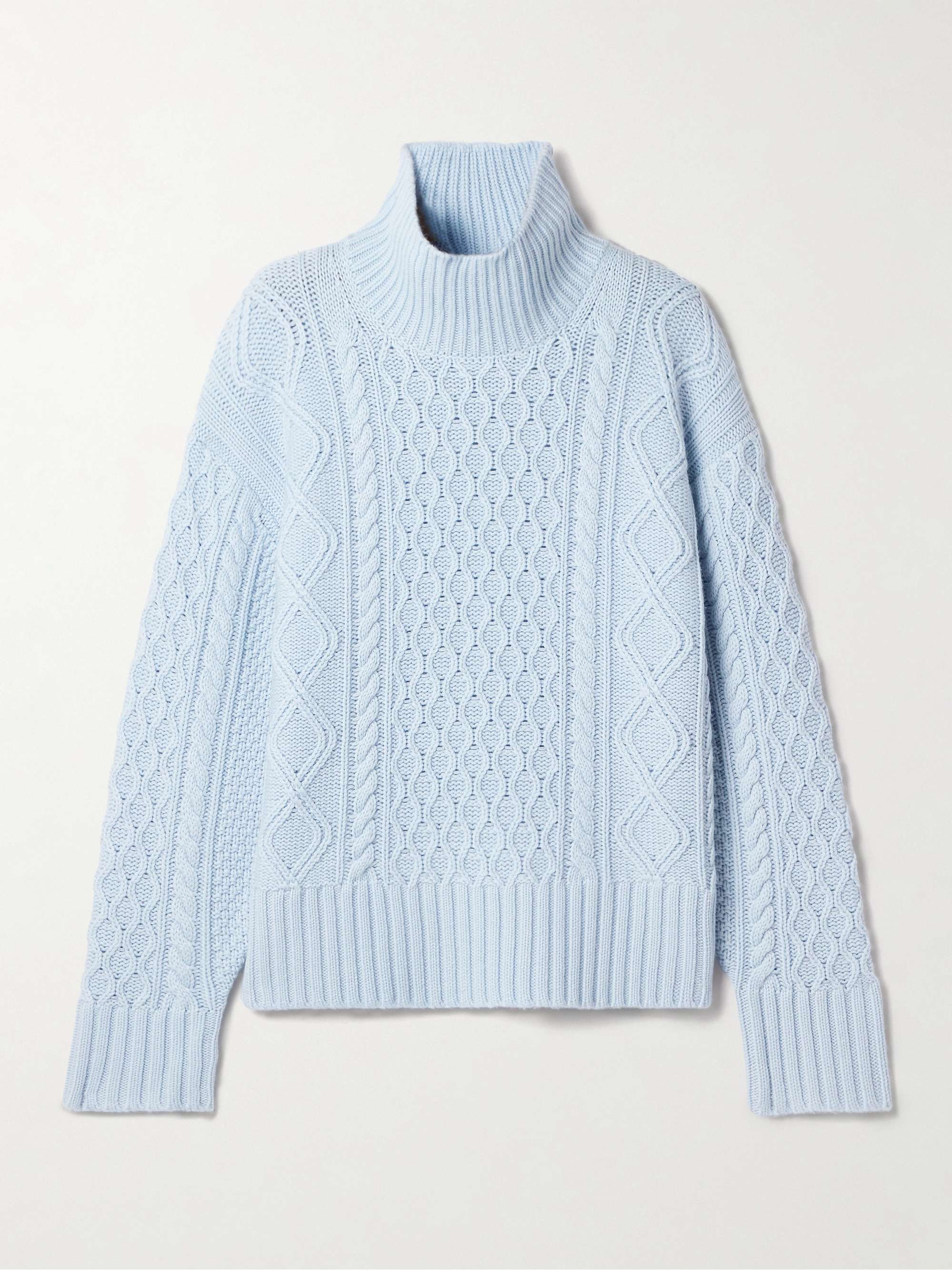 Cable-knit wool and cashmere-blend turtleneck sweater view