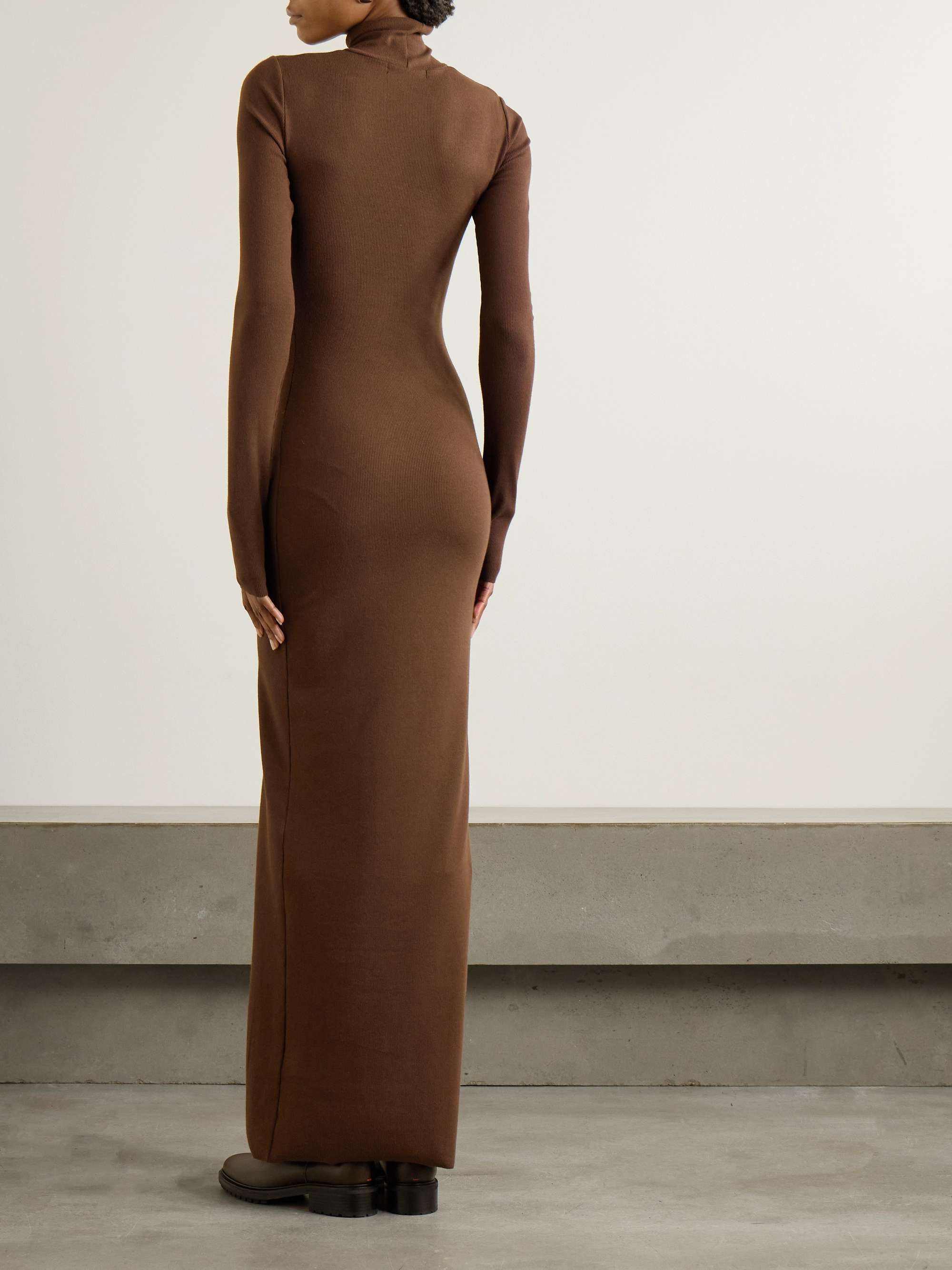 Ribbed stretch-cotton and modal-blend turtleneck maxi dress view