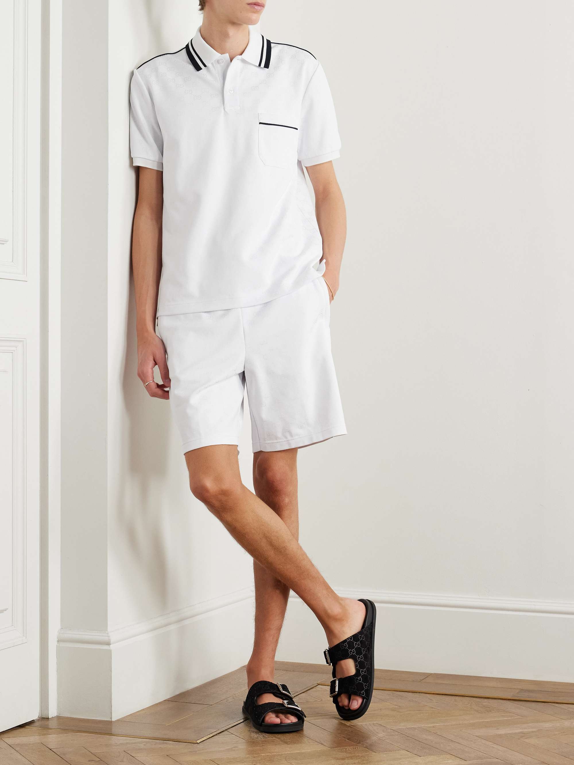 Logo-Jacquard Striped Jersey Polo Shirt view