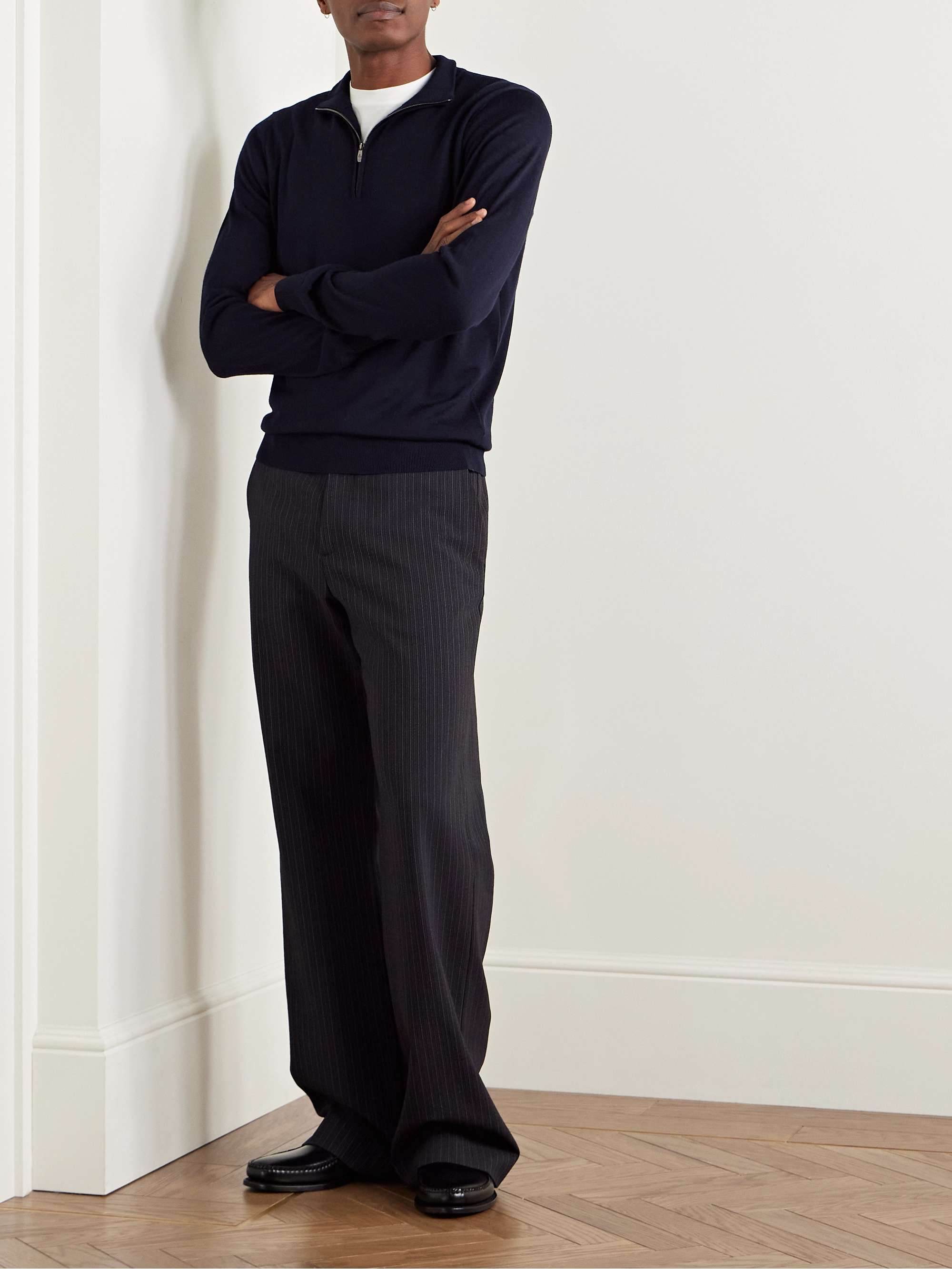 Slim-Fit Mulberry Silk and Cashmere-Blend Half-Zip Sweater view