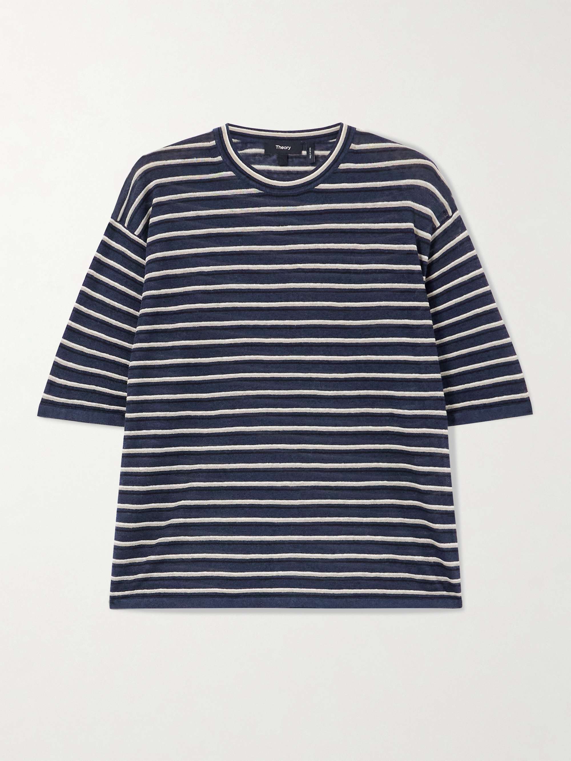 Striped linen-blend T-shirt view