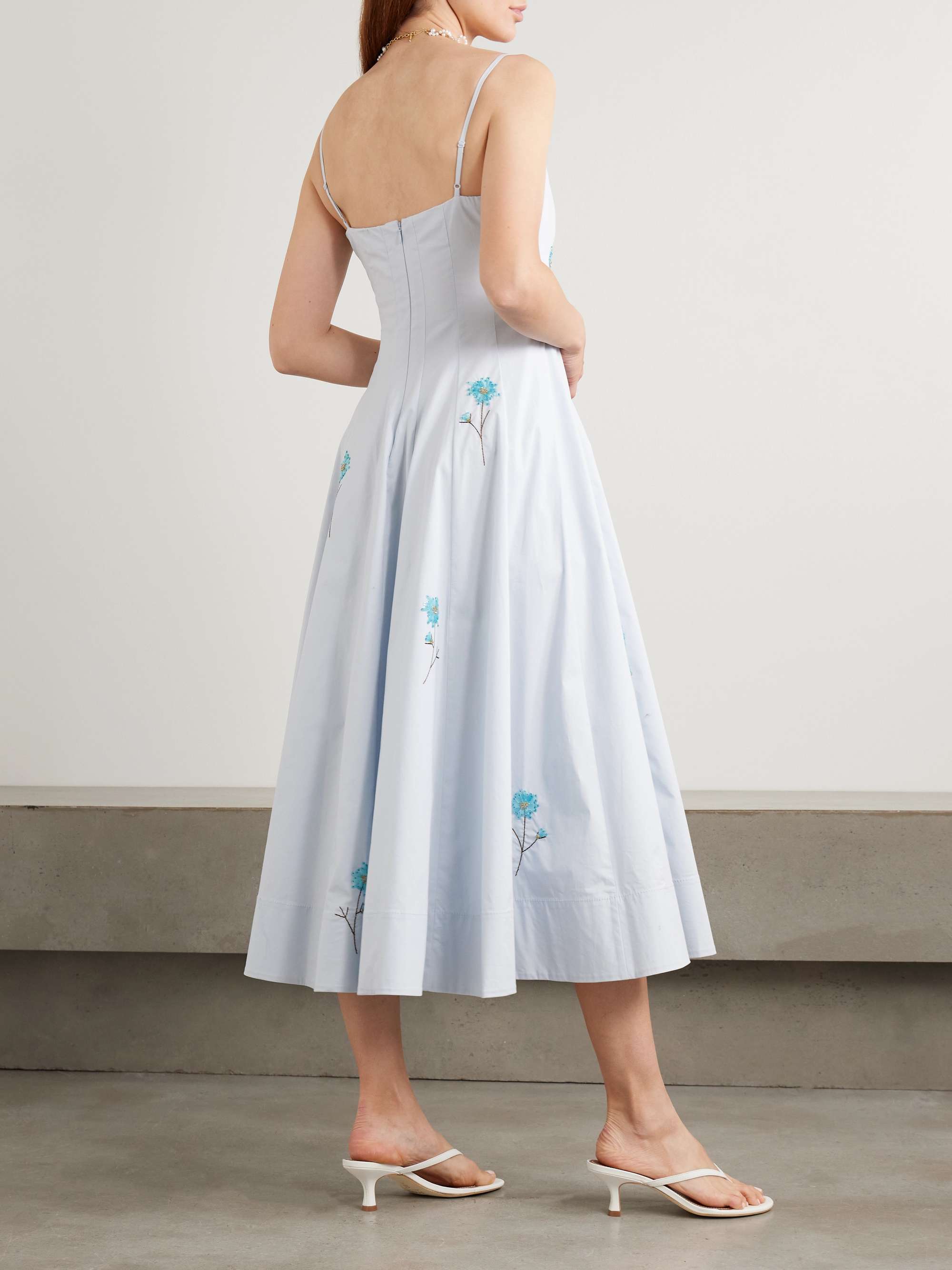Wylie embellished embroidered cotton-blend poplin midi dress view