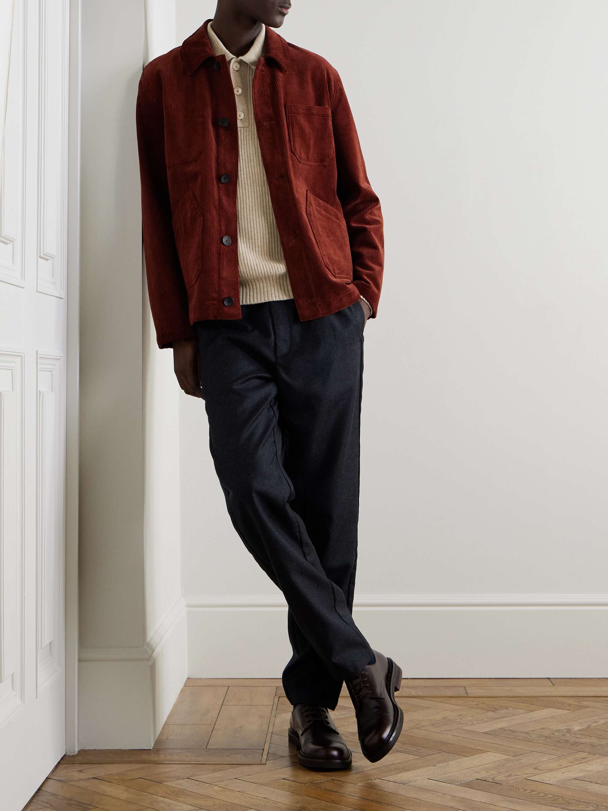 Ribbed Cashmere Polo Shirt view