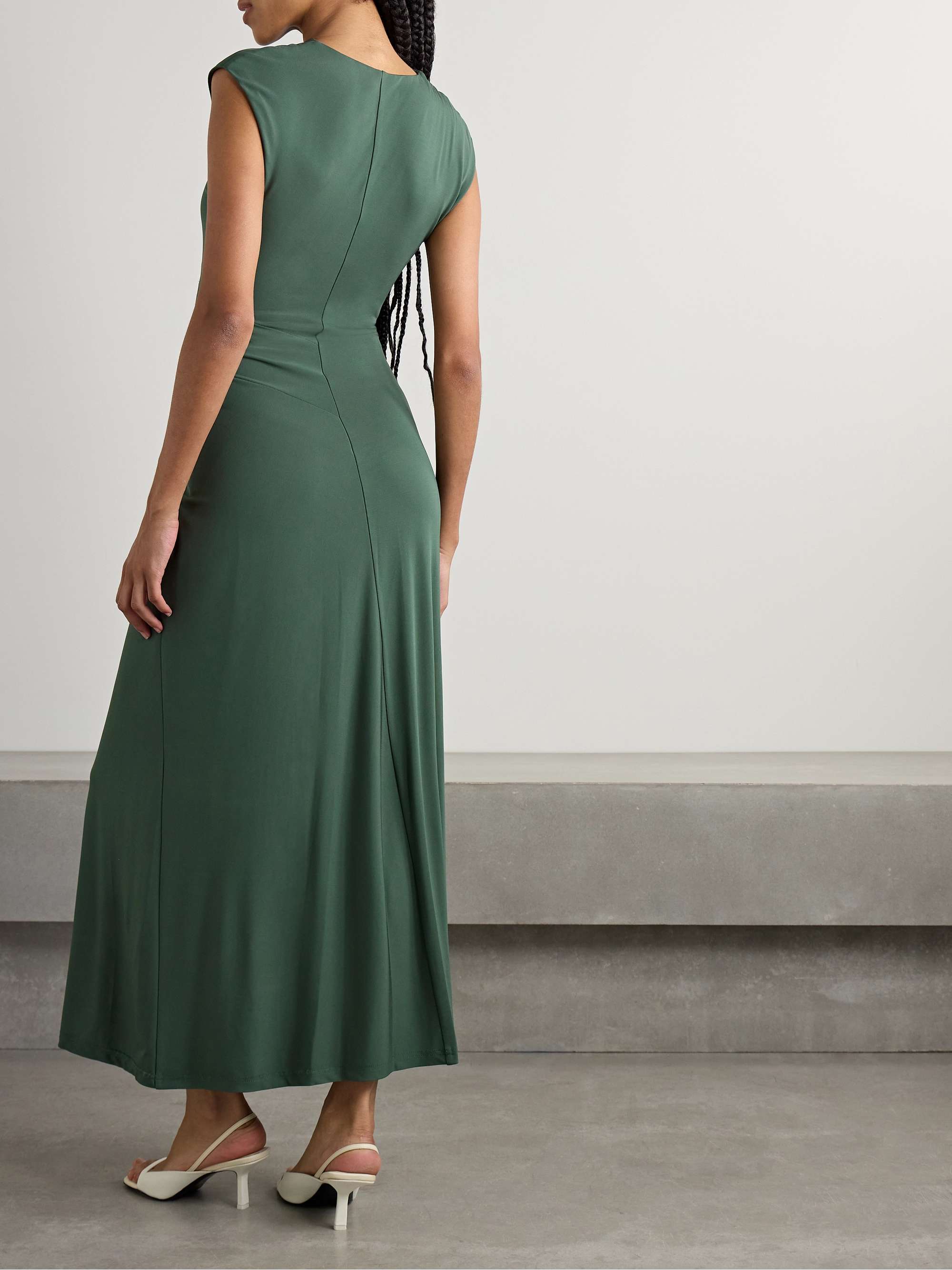 Acacia draped ruched stretch-jersey midi dress view