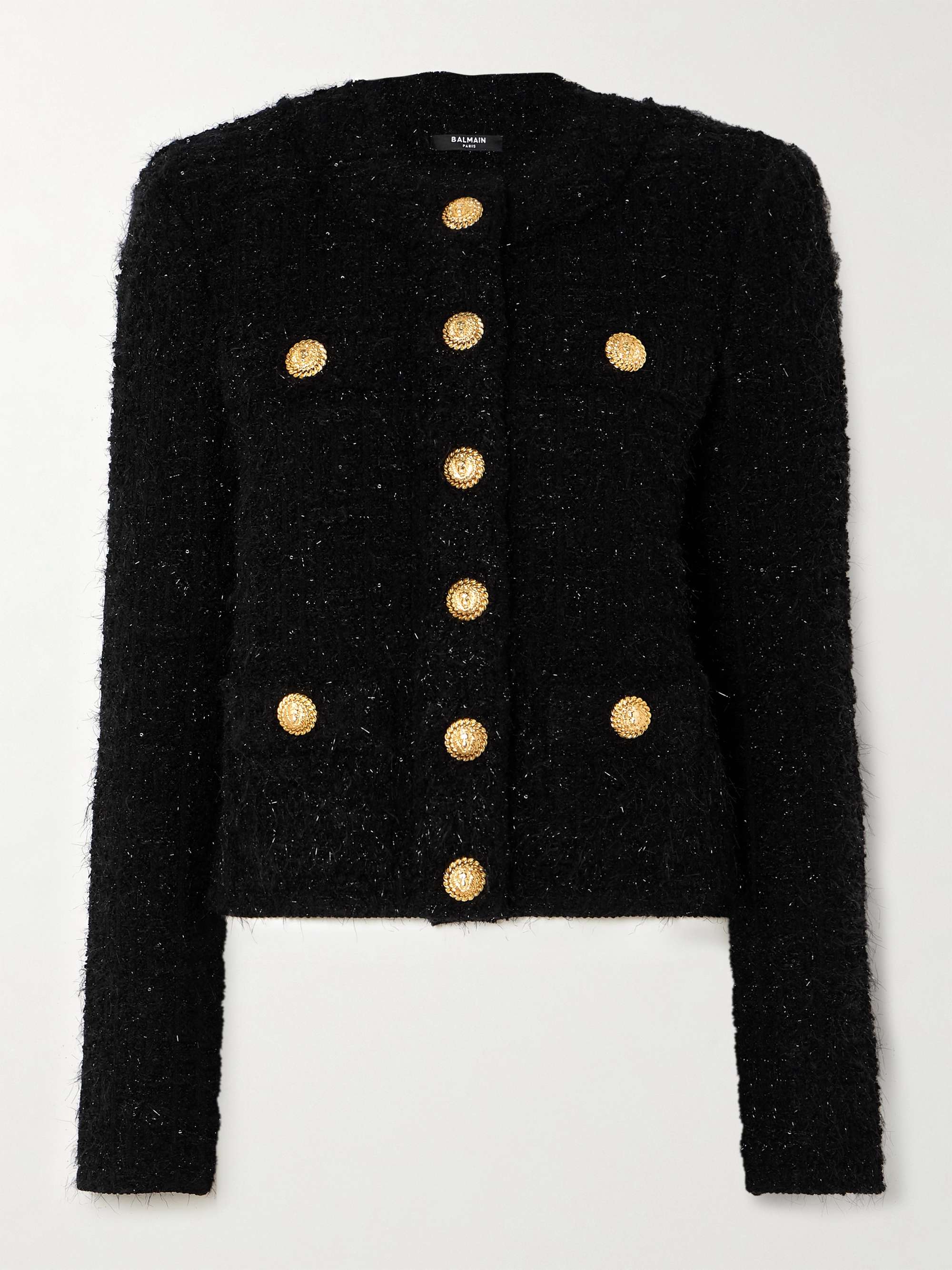 Embellished metallic bouclé-tweed jacket view