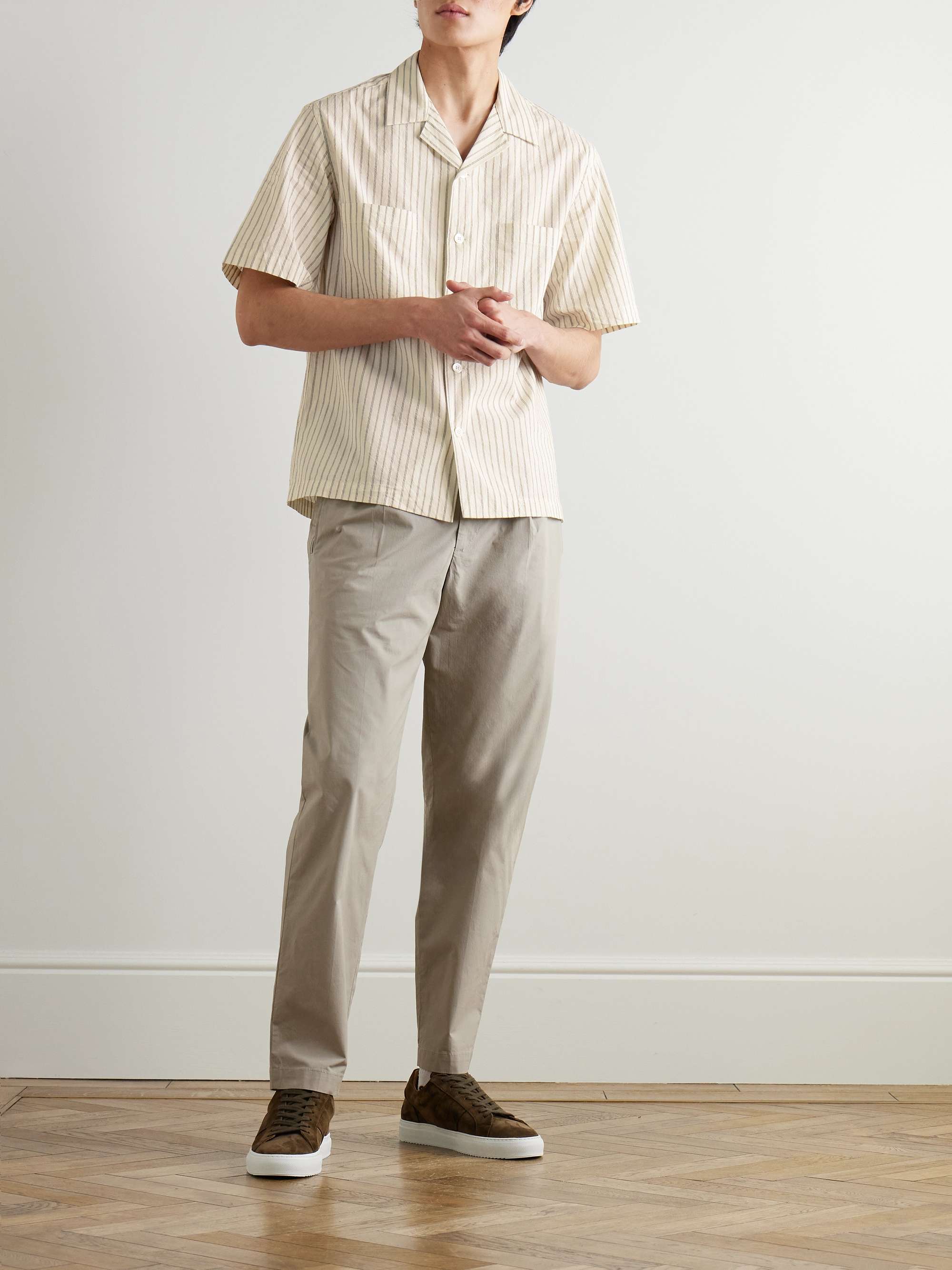 Solana Camp-Collar Striped Cotton Shirt view