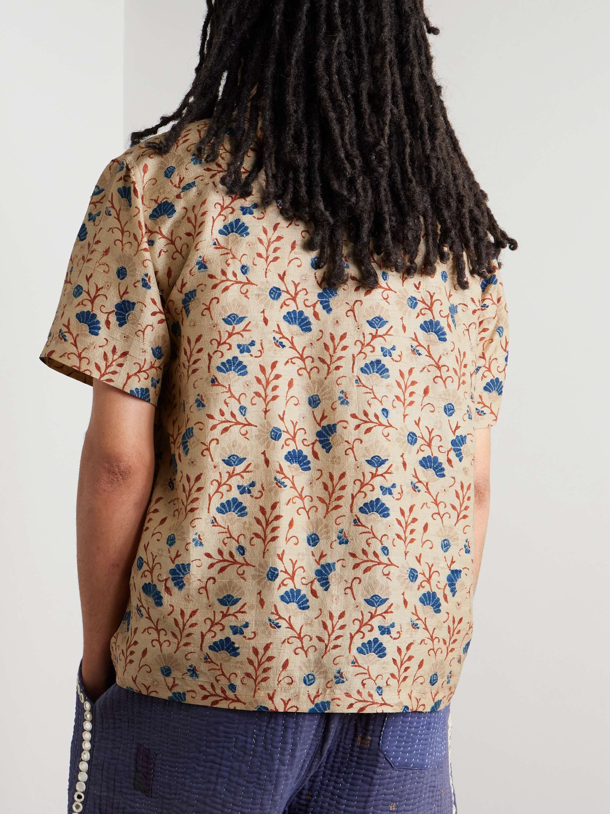 Camp-Collar Printed Silk Shirt view