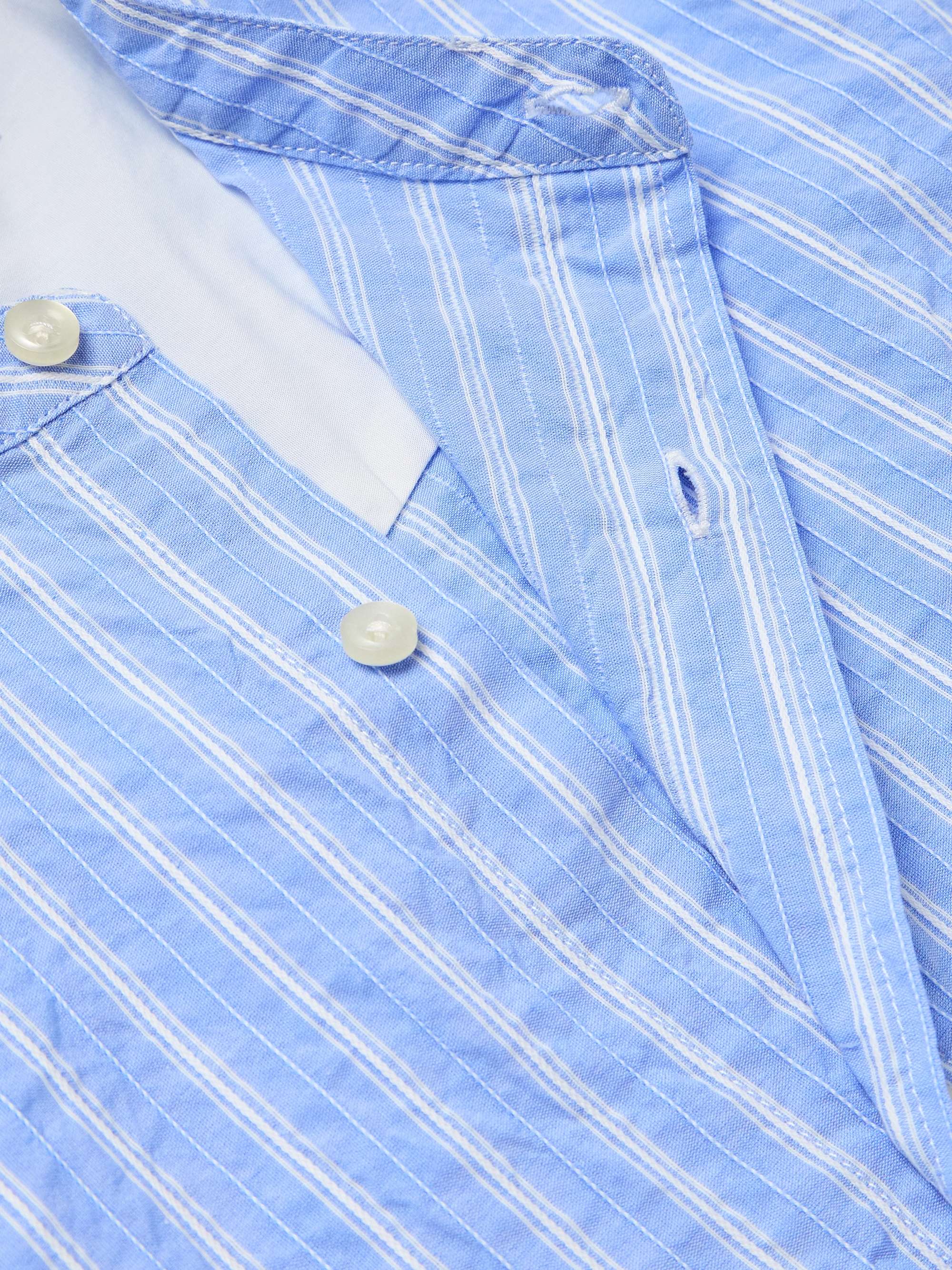 Gaston Granddad-Collar Striped Cotton Shirt view