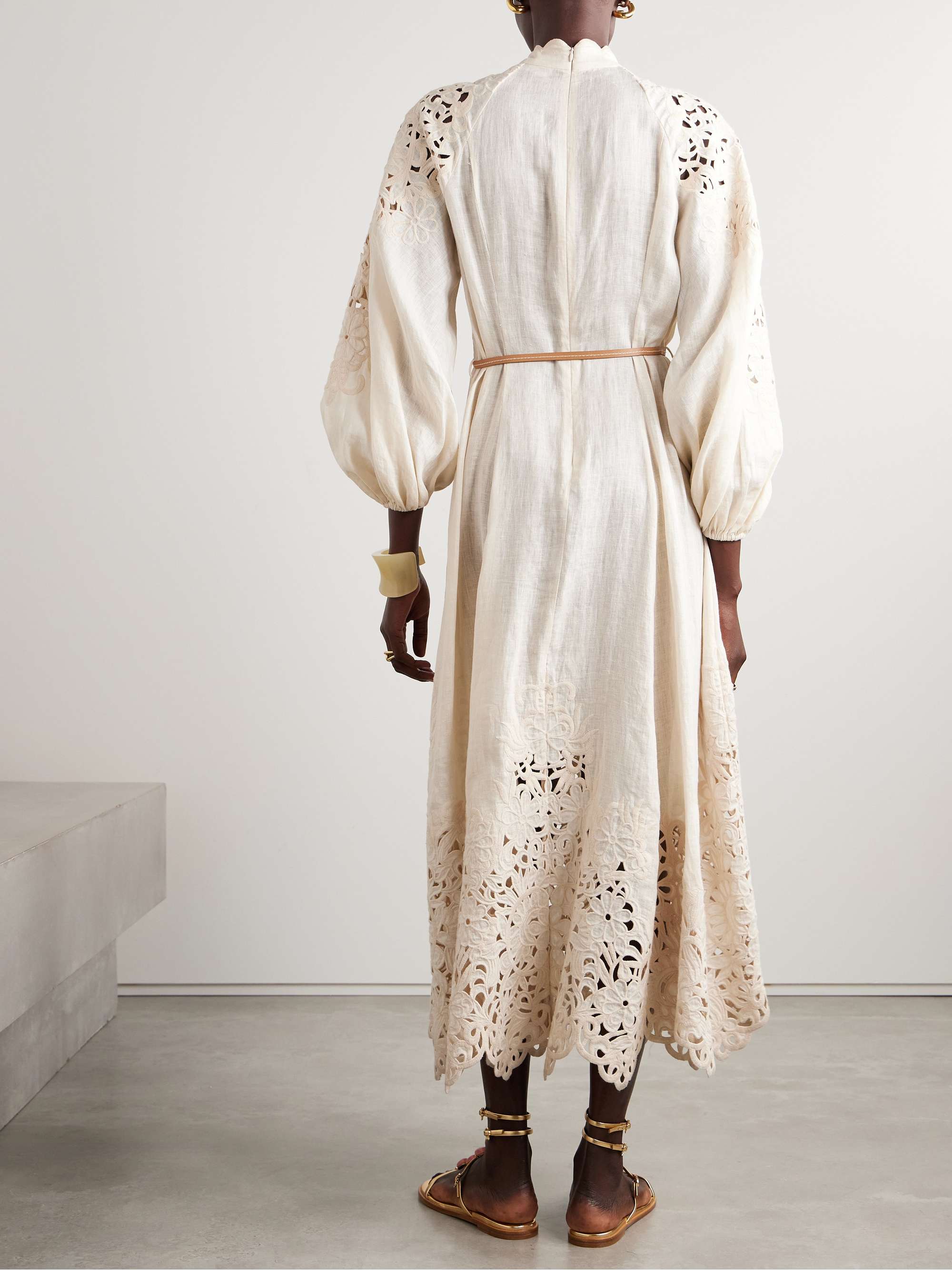 Wylie belted broderie anglaise linen midi dress view