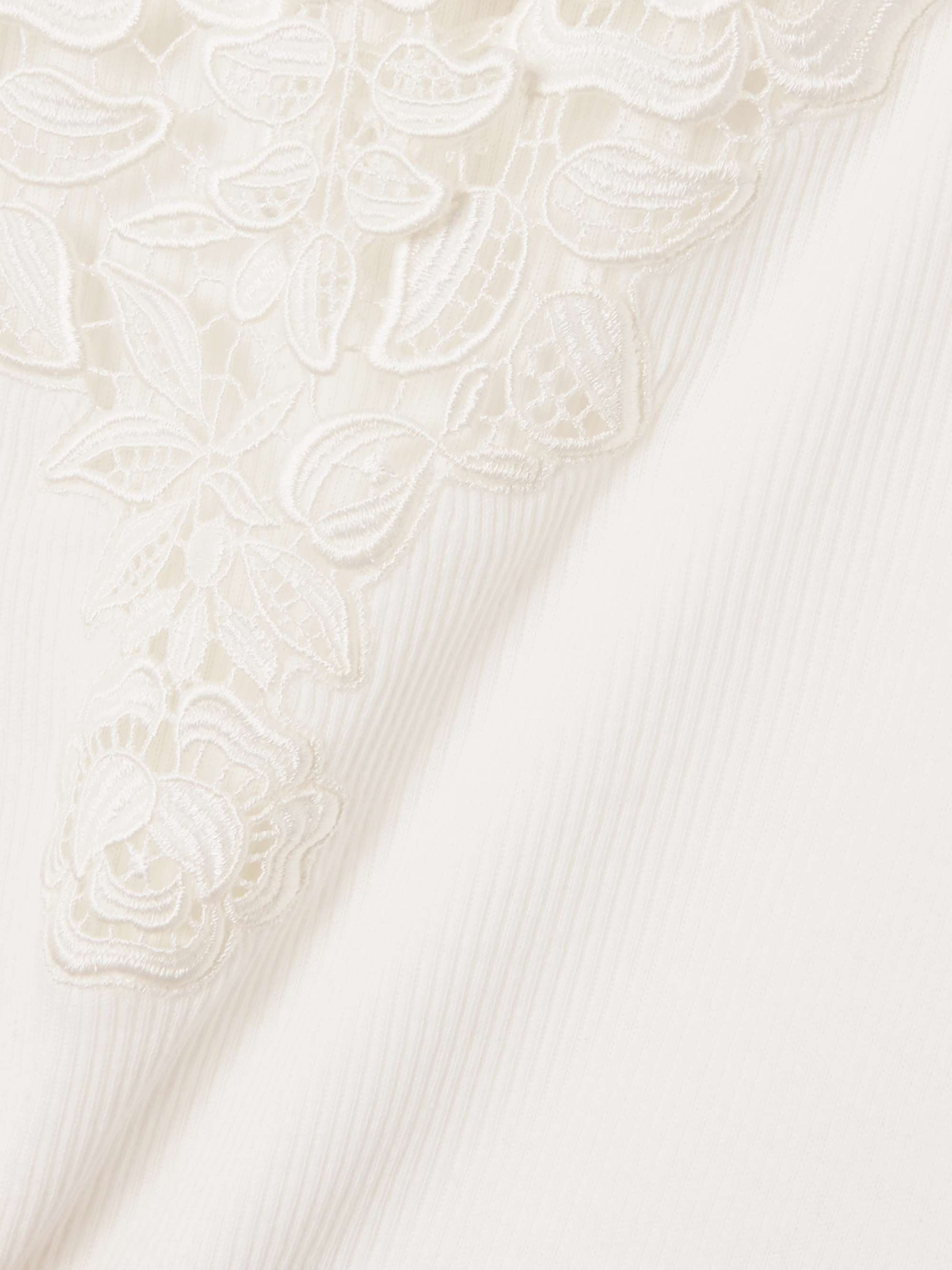 Guipure lace-trimmed ribbed cotton tank view