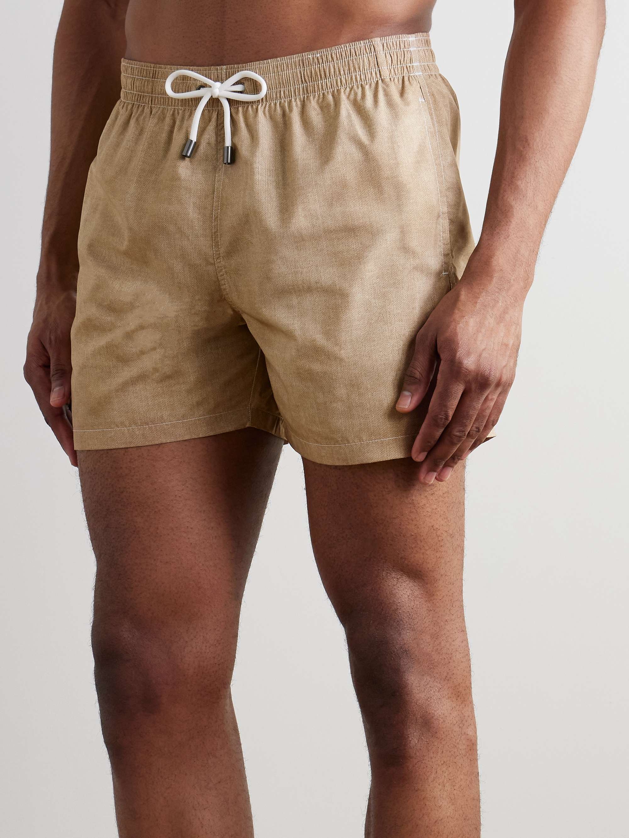 Straight-Leg Mid-Length Printed Swim Shorts view
