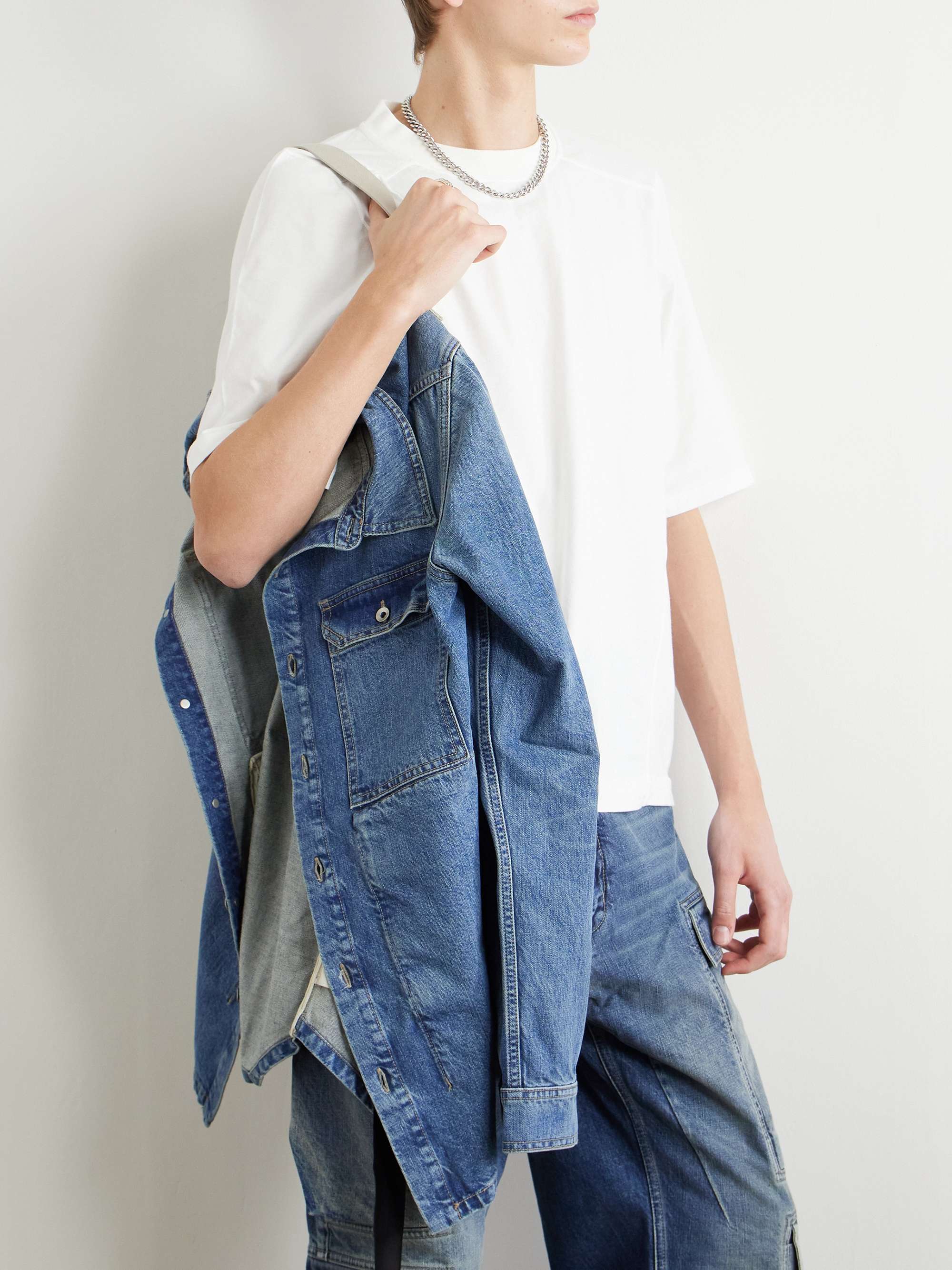 Webbing-Trimmed Denim Overshirt view