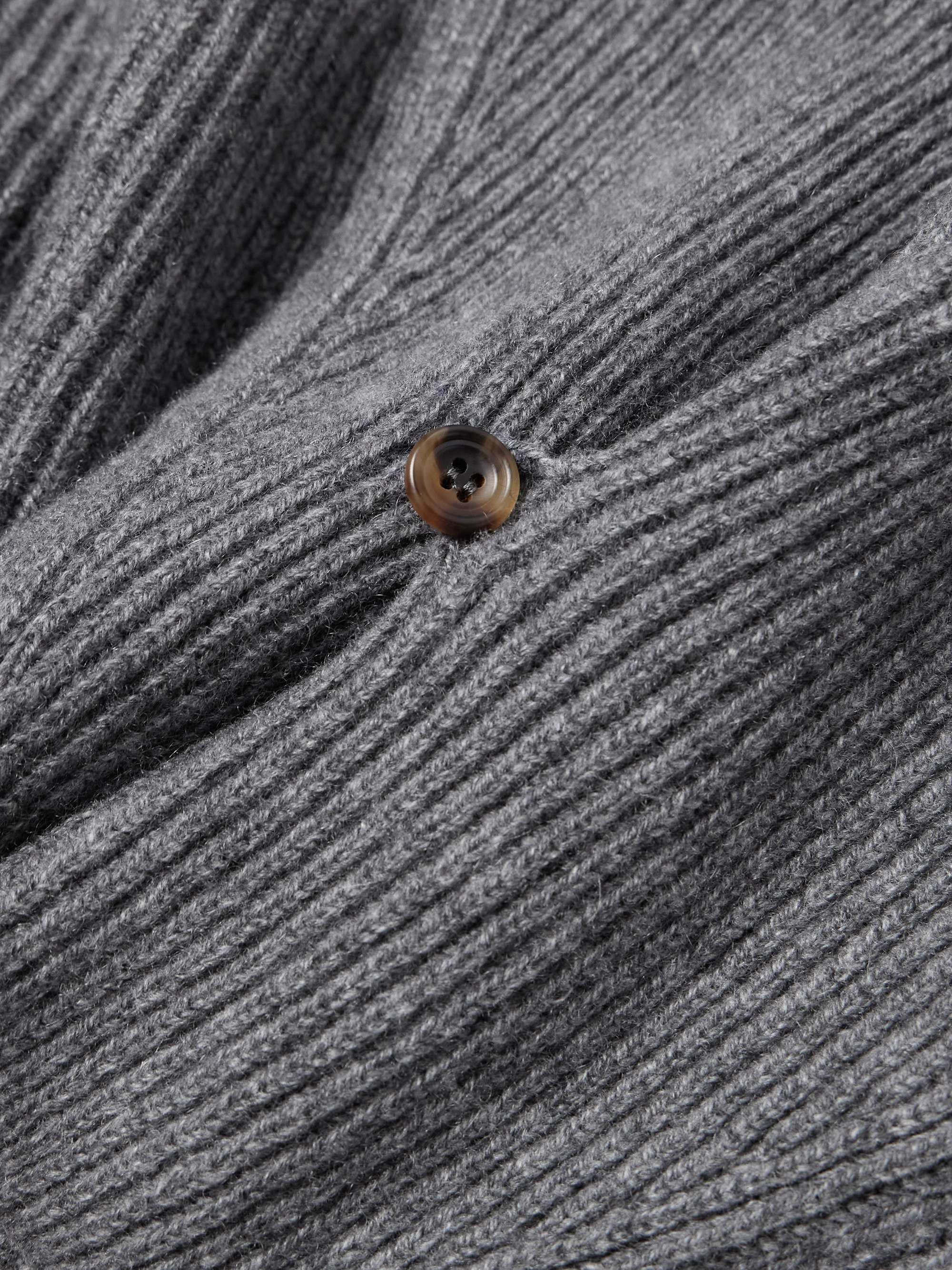Shawl-Collar Ribbed Cashmere Sweater view