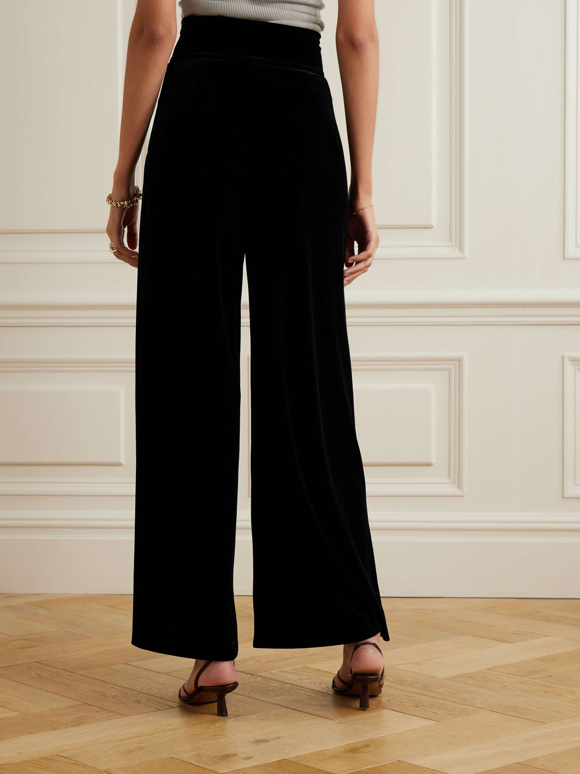 Egnazia stretch-velvet wide-leg pants view