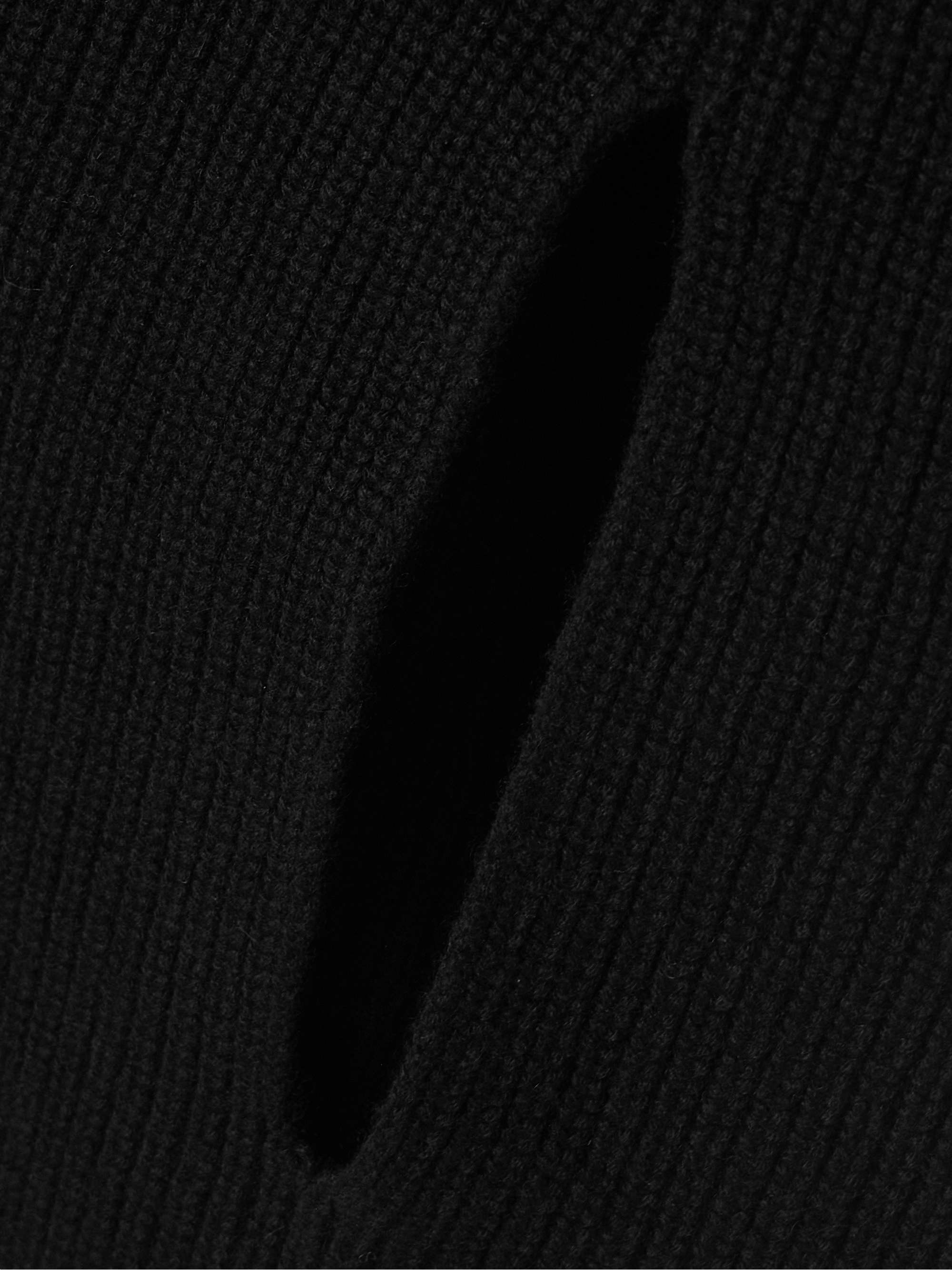 Marine ribbed cashmere cape view